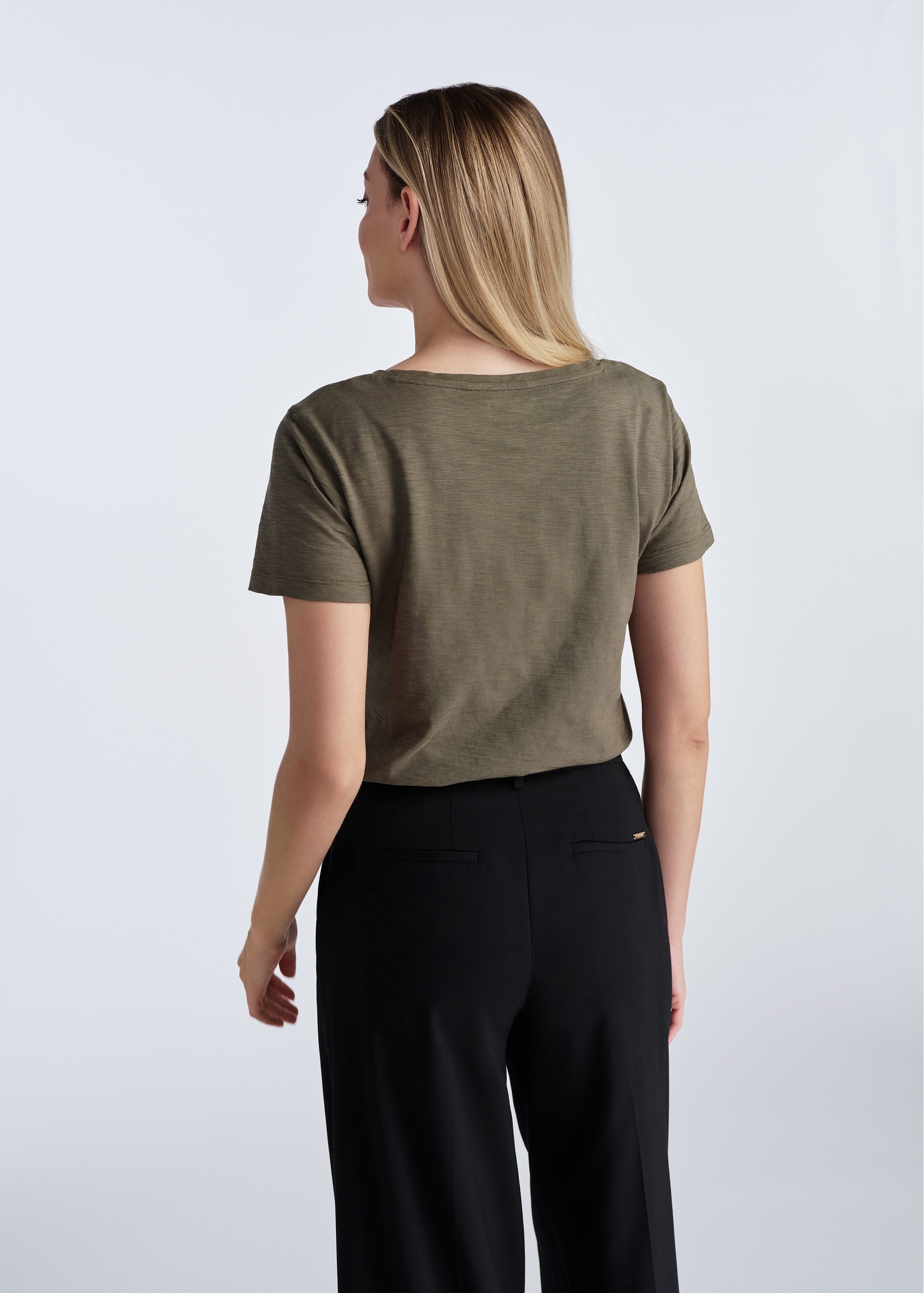 Cotton T-shirt women's khaki TSHDT-0135-55(W25)-03