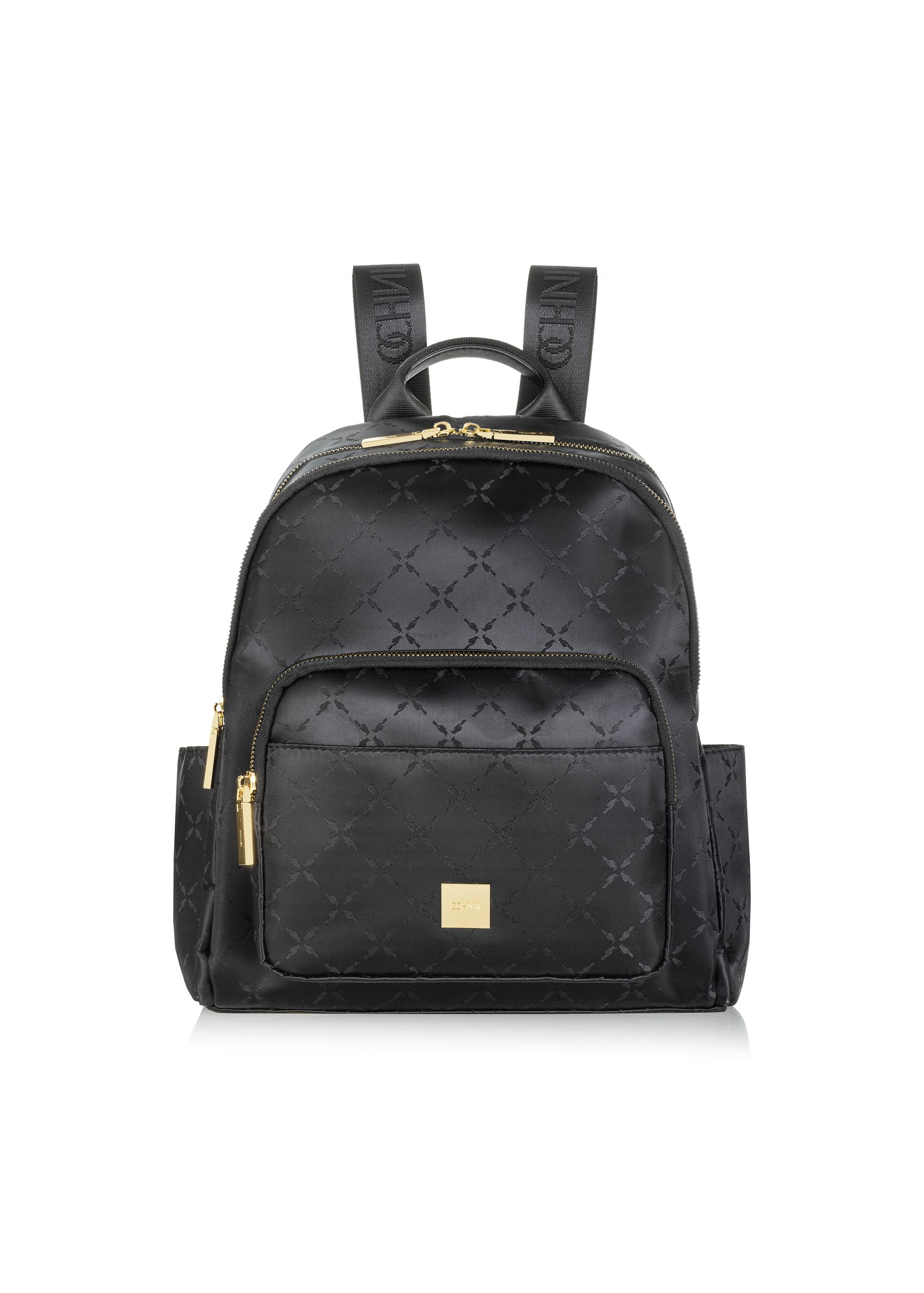 Black women's backpack with monogram TOREN-0255A-99(Z24)-01