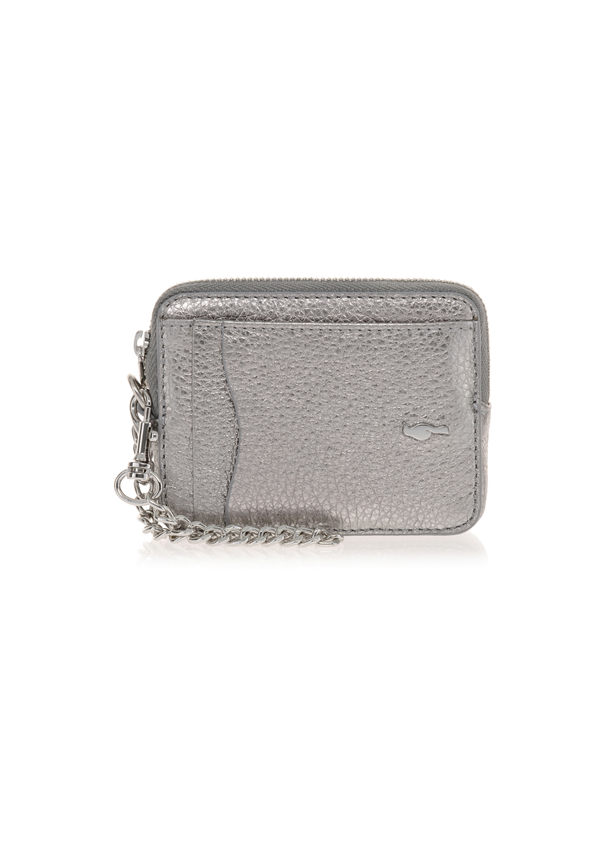 Small silver leather wallet with chain PORES-0873-92(Z23)-01