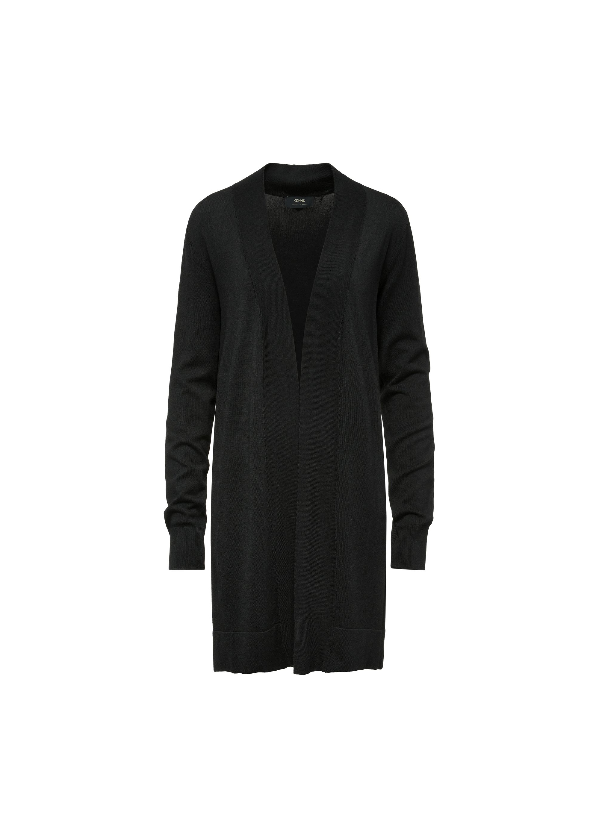 Long women's cardigan in black color KARDT-0050-99(W25)-04