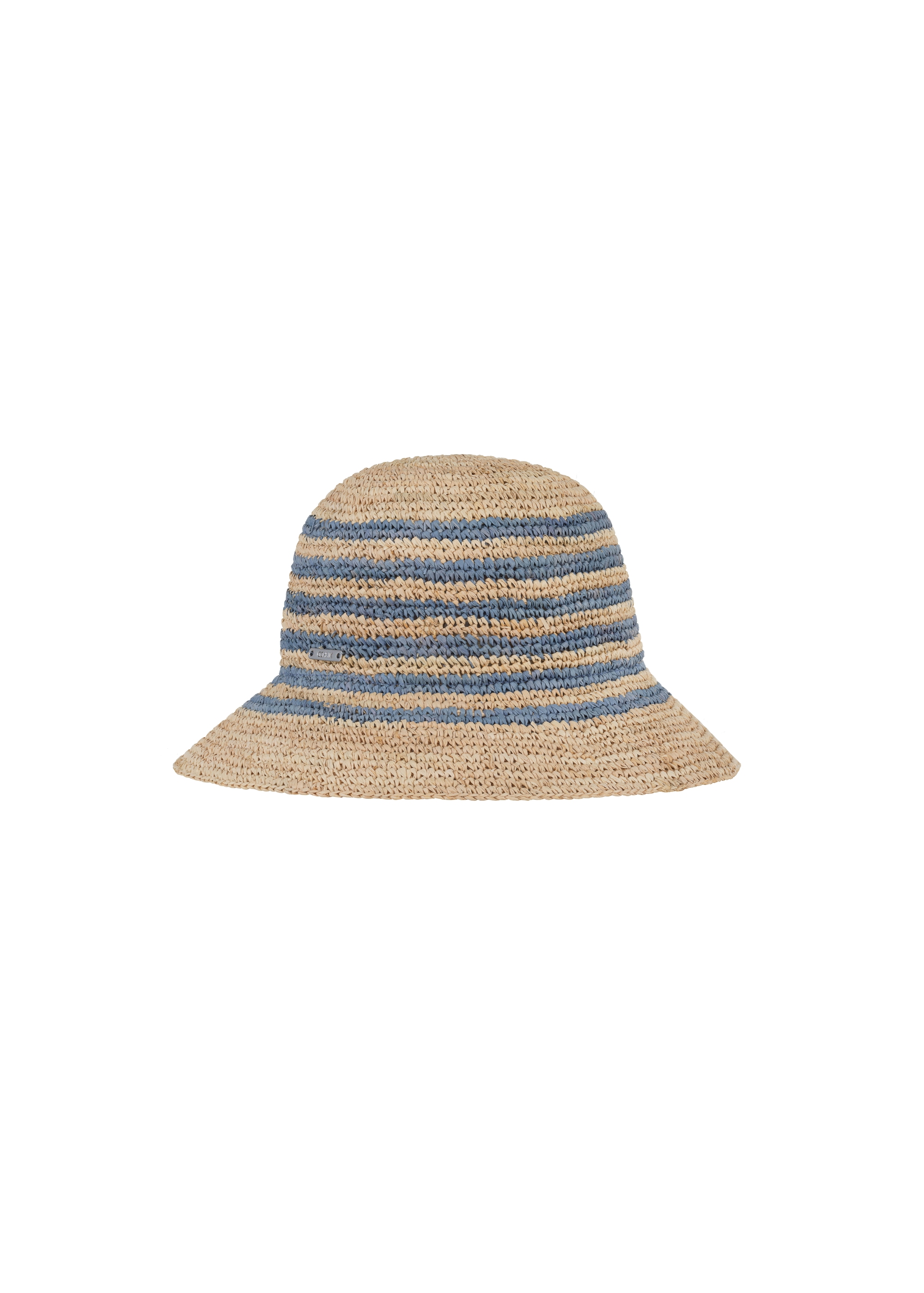 Women's straw hat with blue stripes KAPDT-0036-25(W24)-04