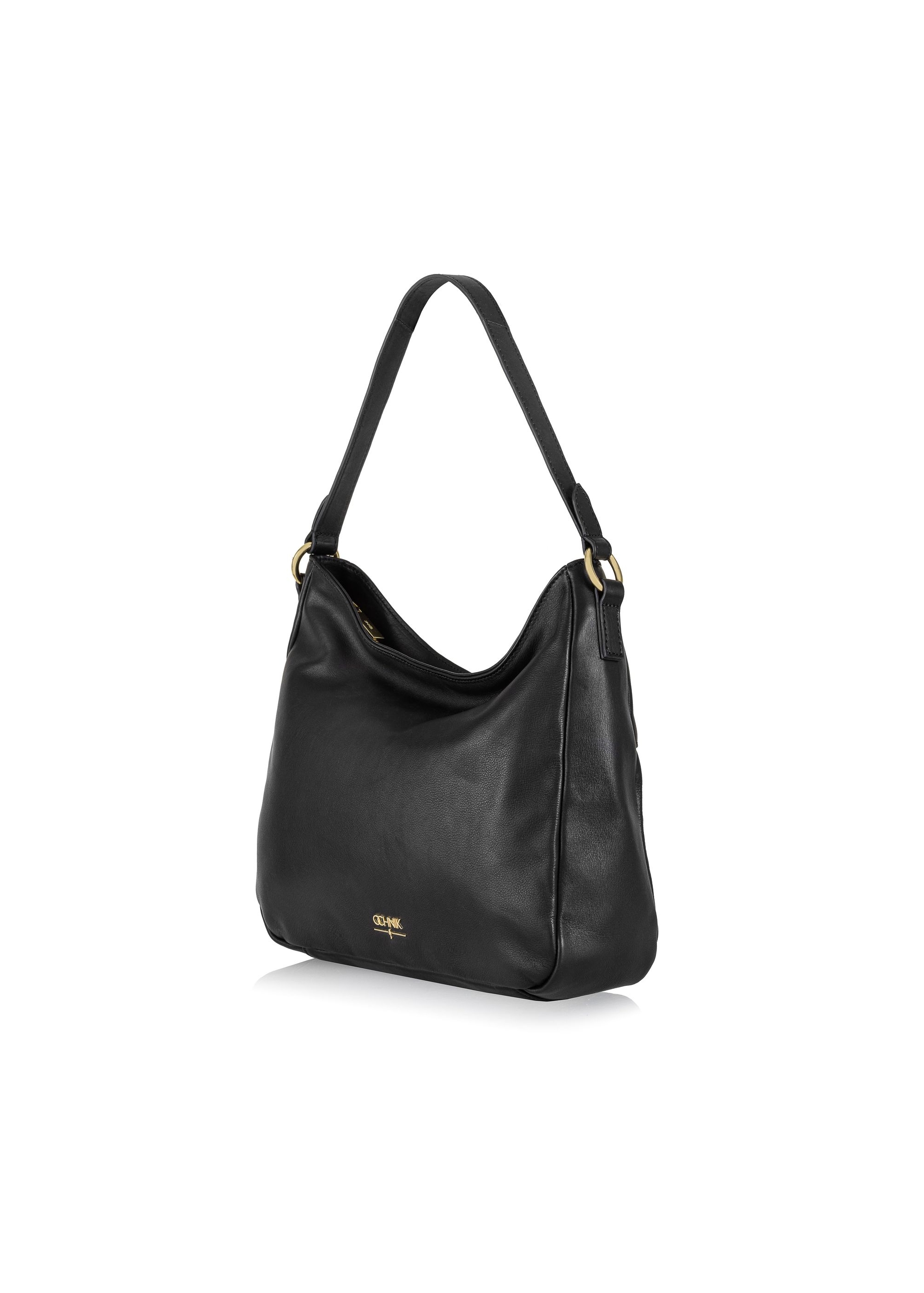 Black leather women's hobo handbag TORES-0937-99(Z24)-02