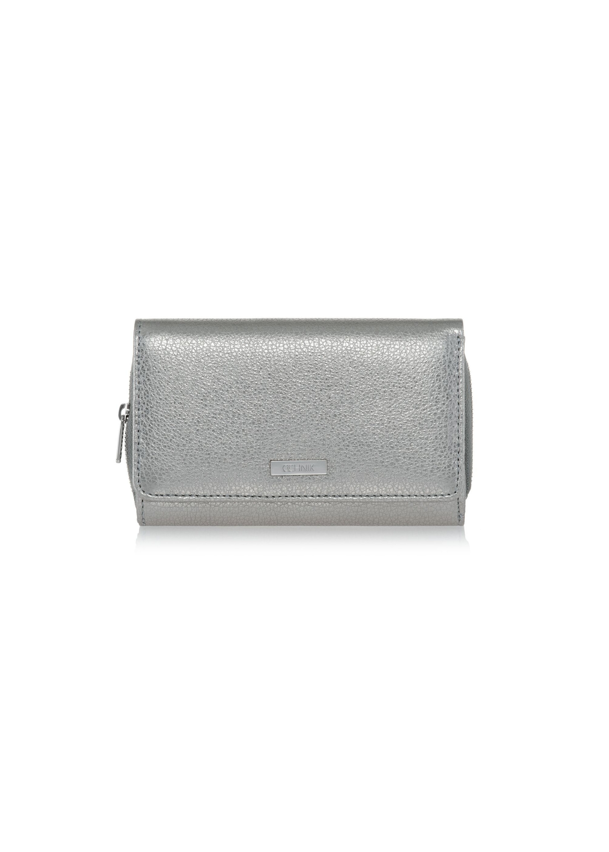 Women's silver leather wallet PORES-0801B-92(W23)-01