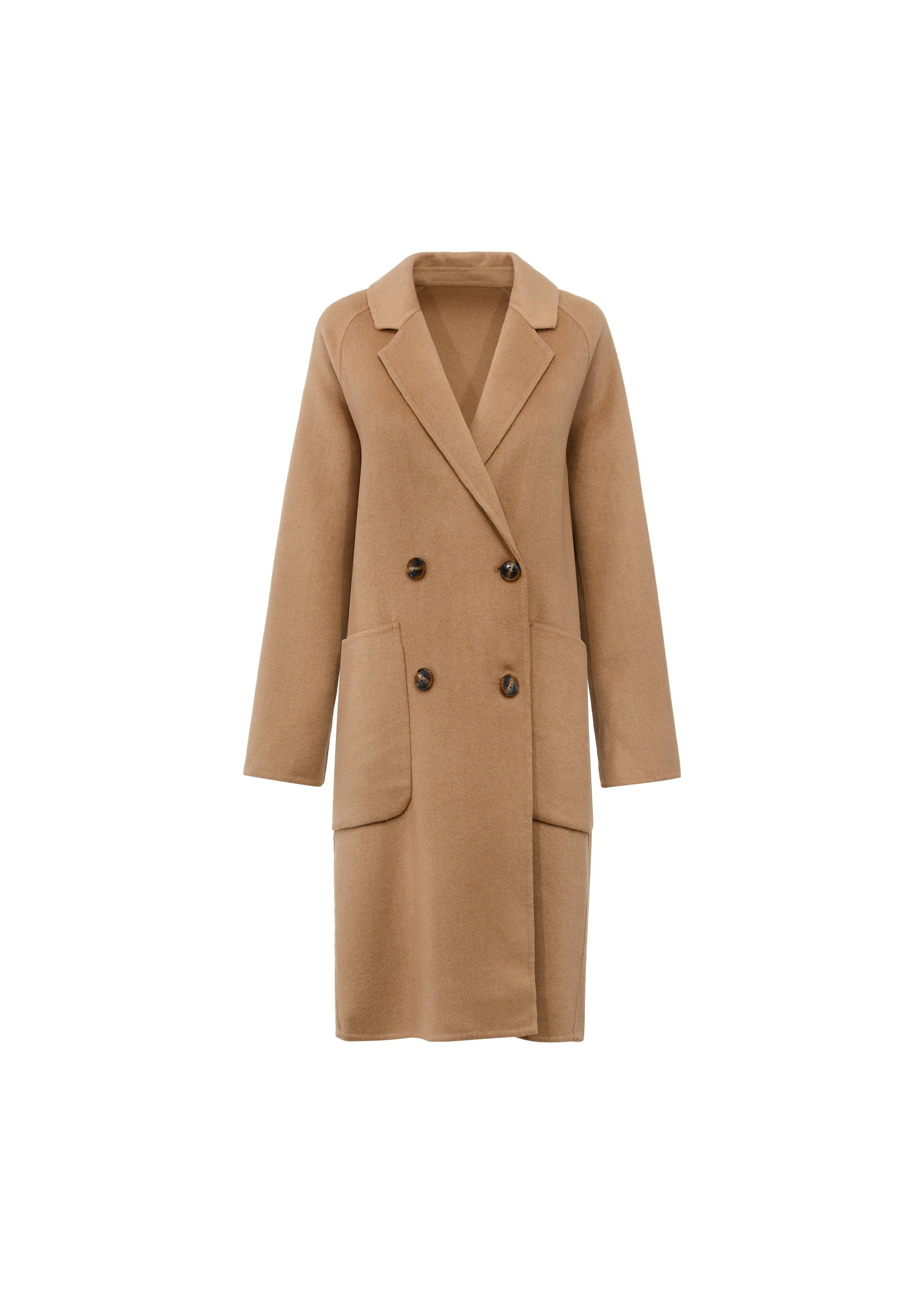 Women's camel coat PLADT-0060-24(W25)-04