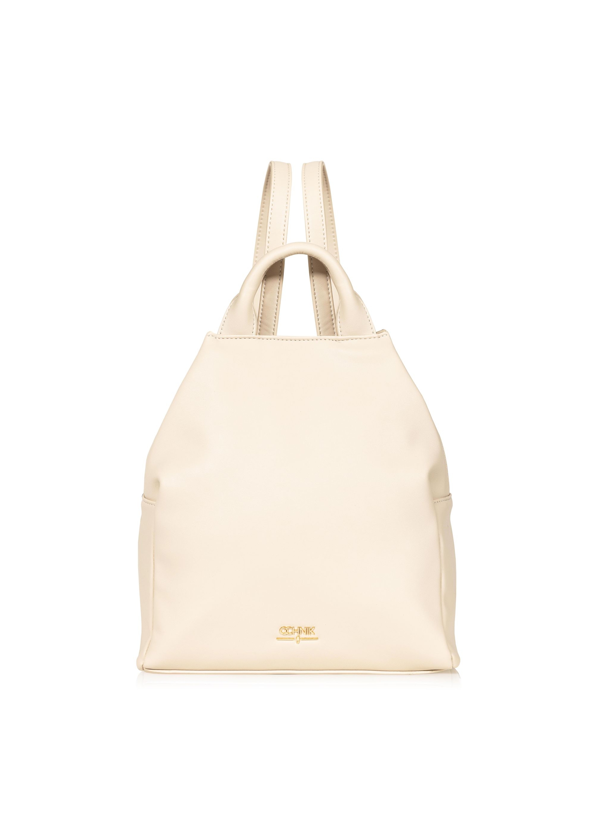 Cream women's backpack made of imitation leather TOREC-0923A-12(W25)-01