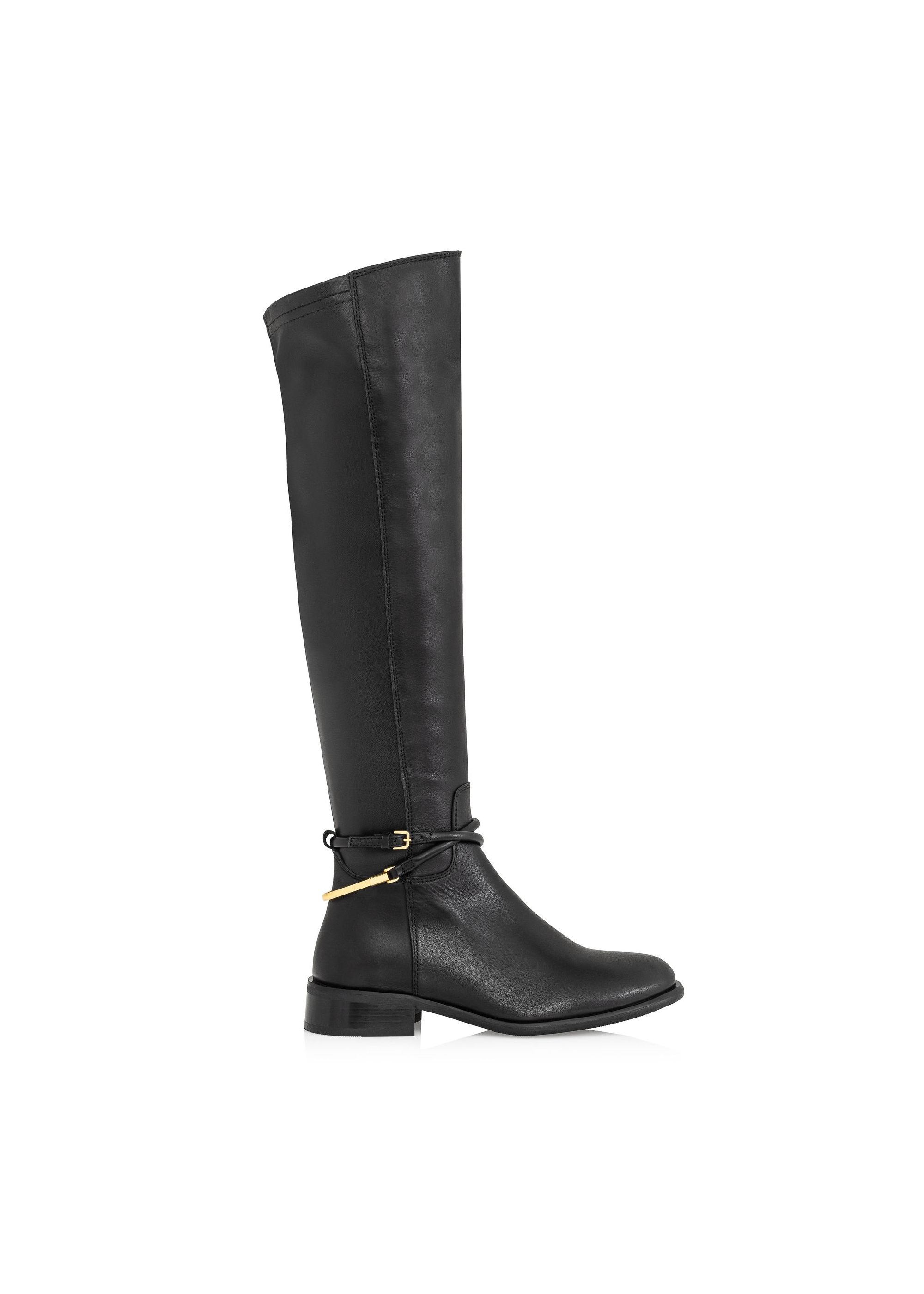 Black leather women's boots BUTYD-1136-99(Z24)