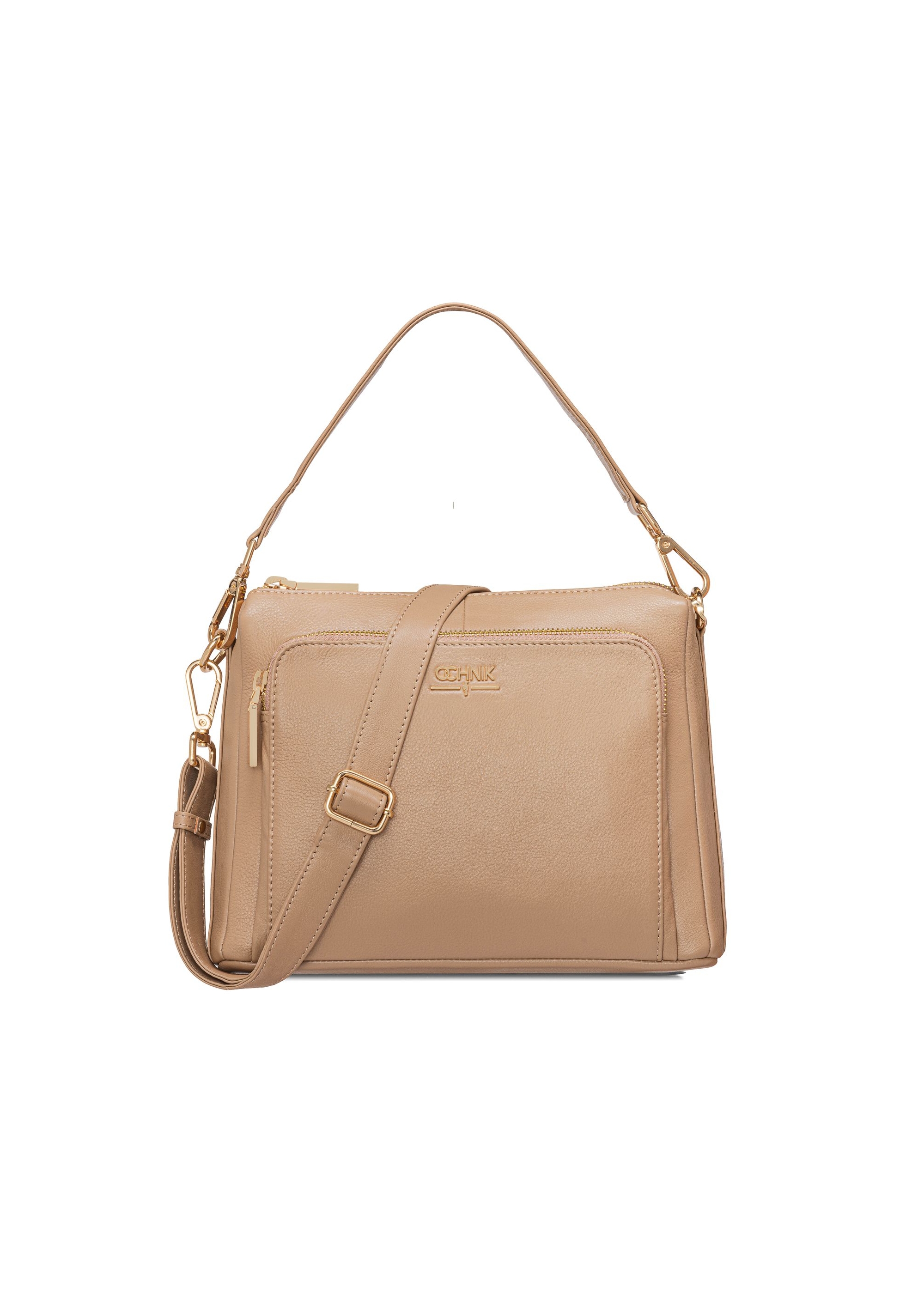 Beige leather women's handbag TORES-1081D-81(W25)-01