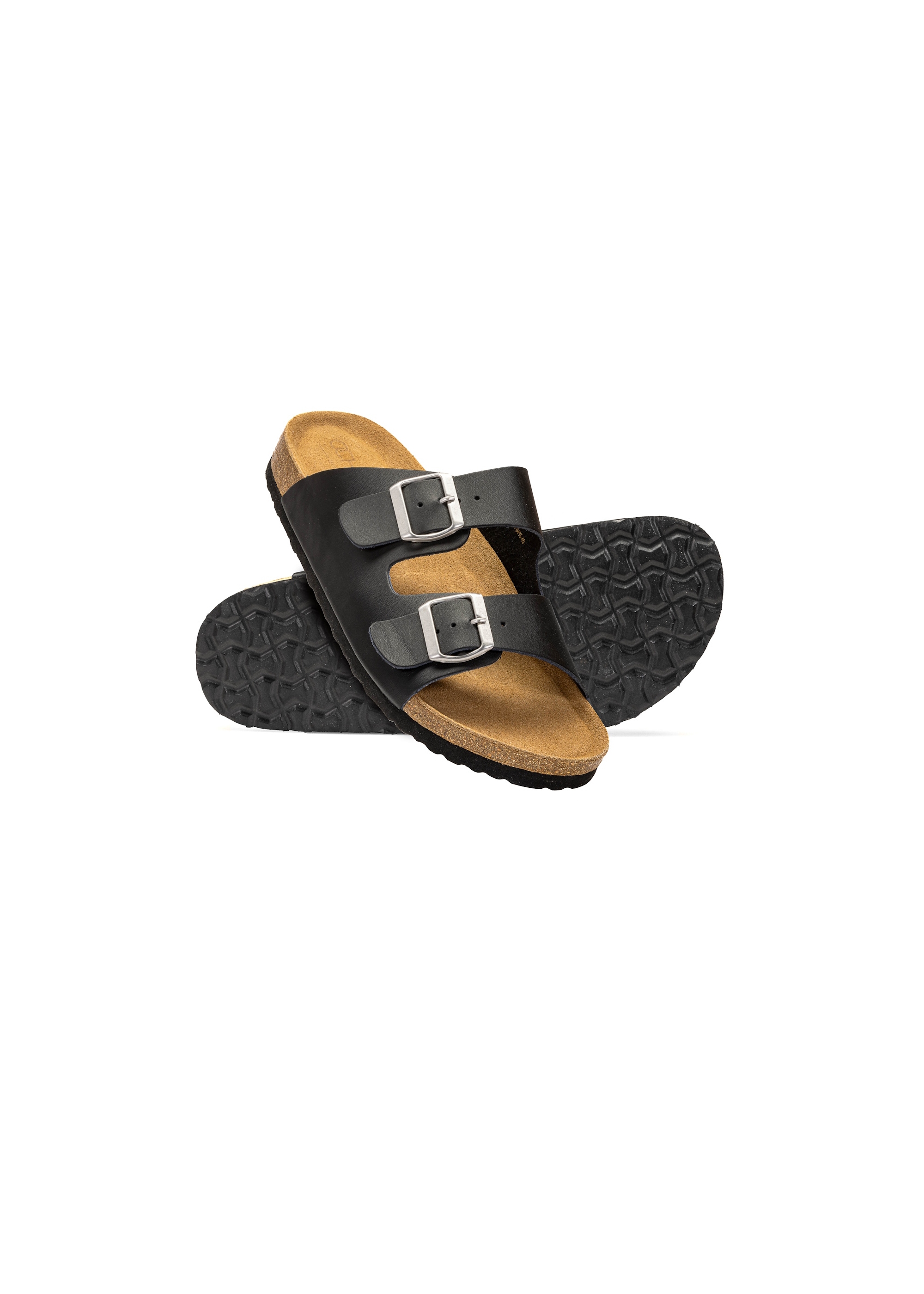 Black leather men's flip-flops BUTYM-0495-99(W25)-05