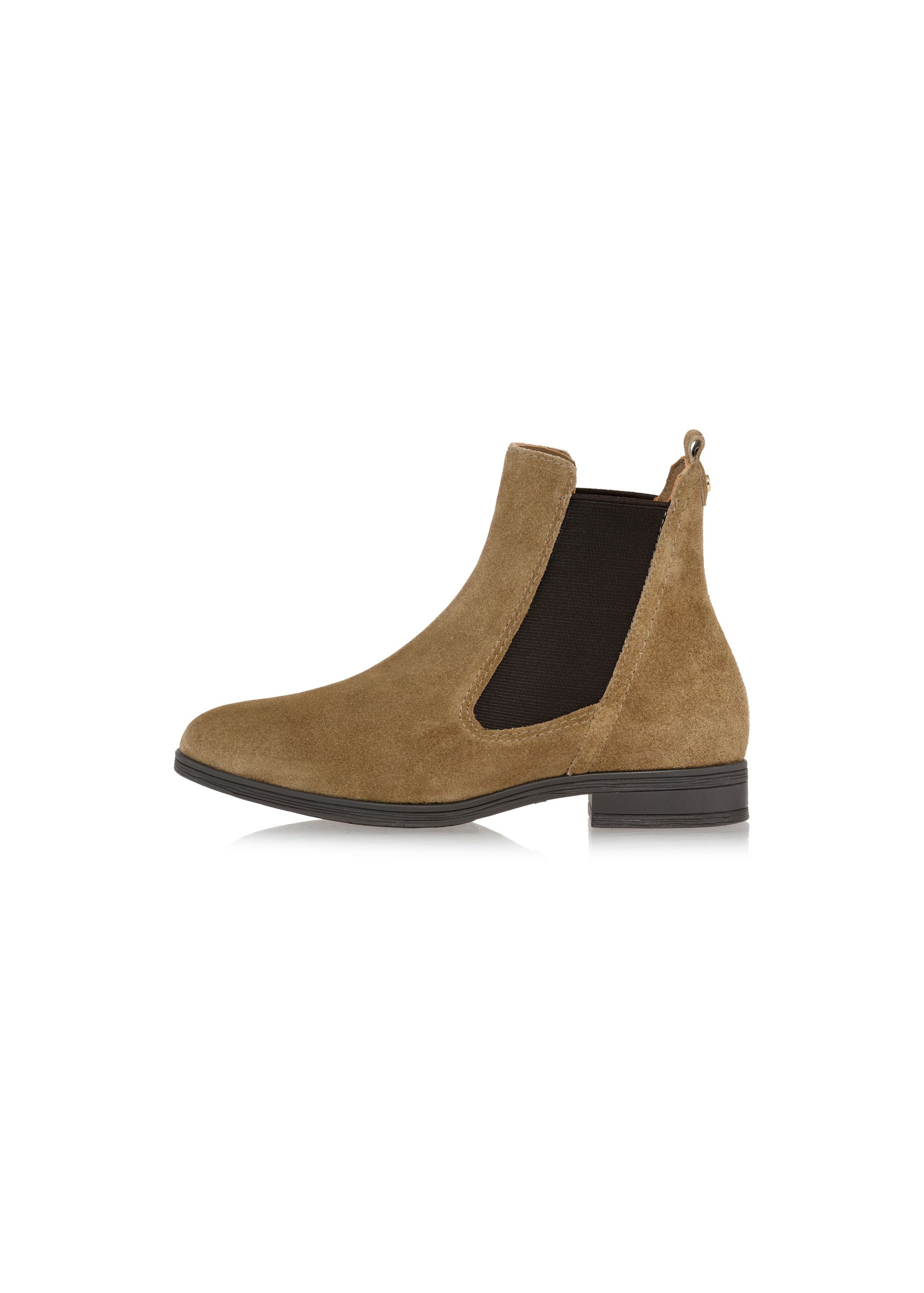 Women's suede ankle boots in dark beige BUTYD-1009-82(Z24)-05