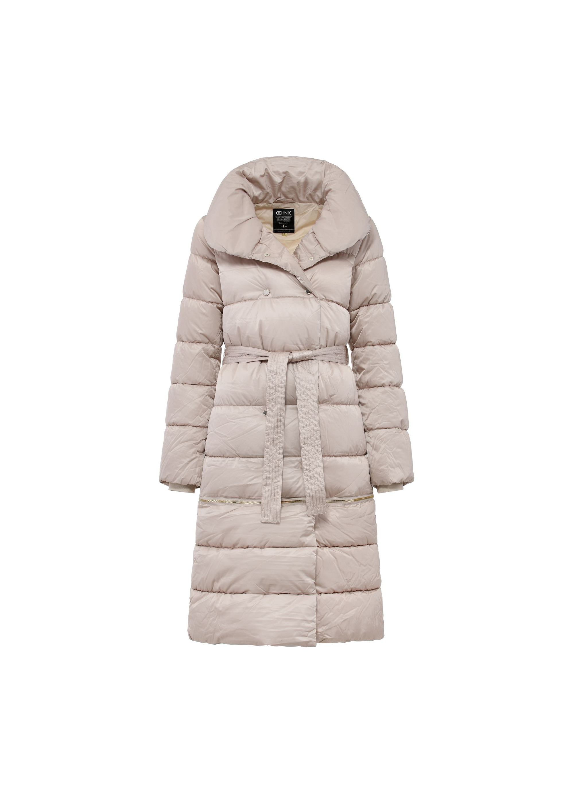 Beige quilted women's winter jacket KURDT-0546-80(Z24)-02