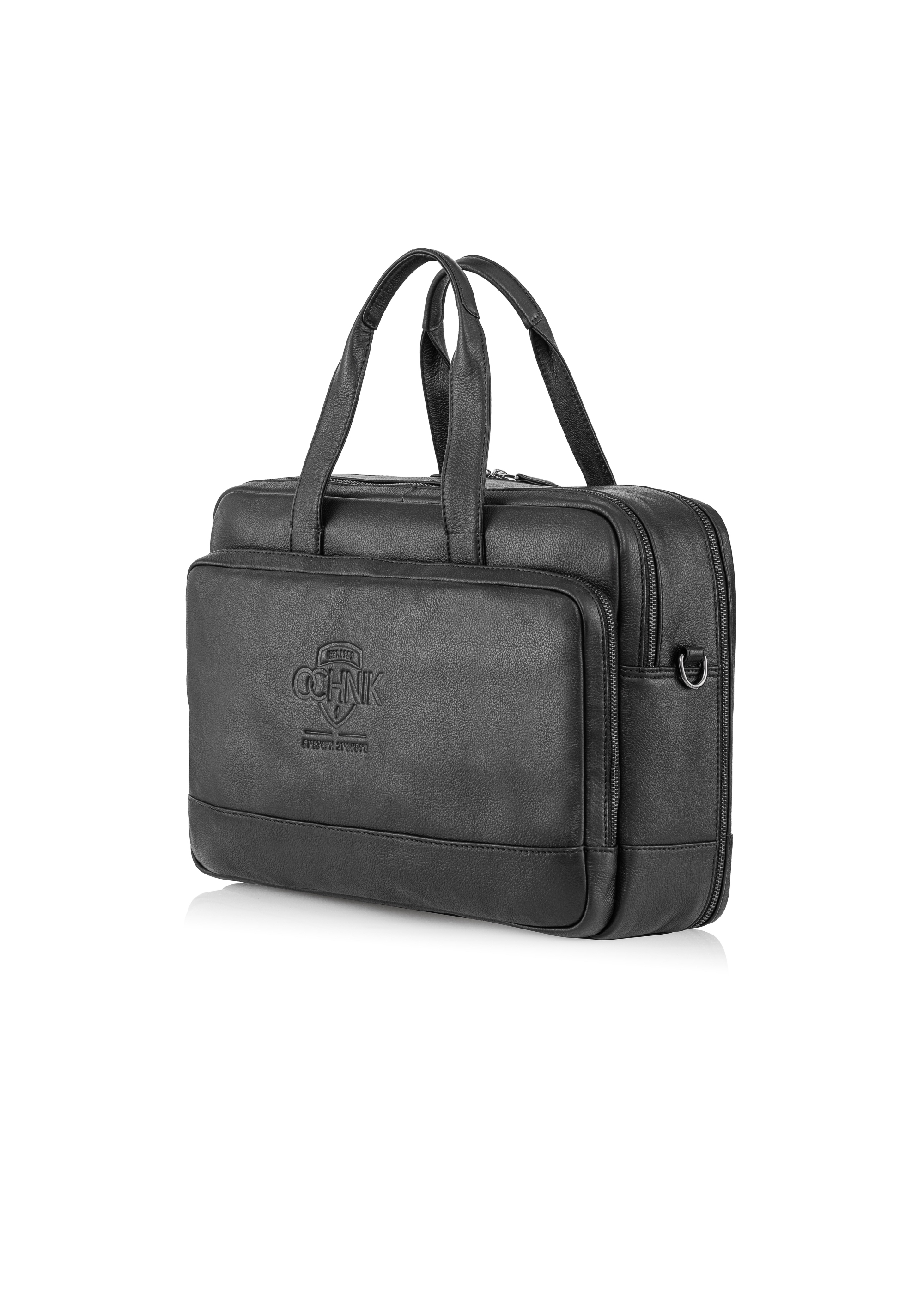 Men's leather bag with embossed logo TORMS-0020B-99(W23)-02