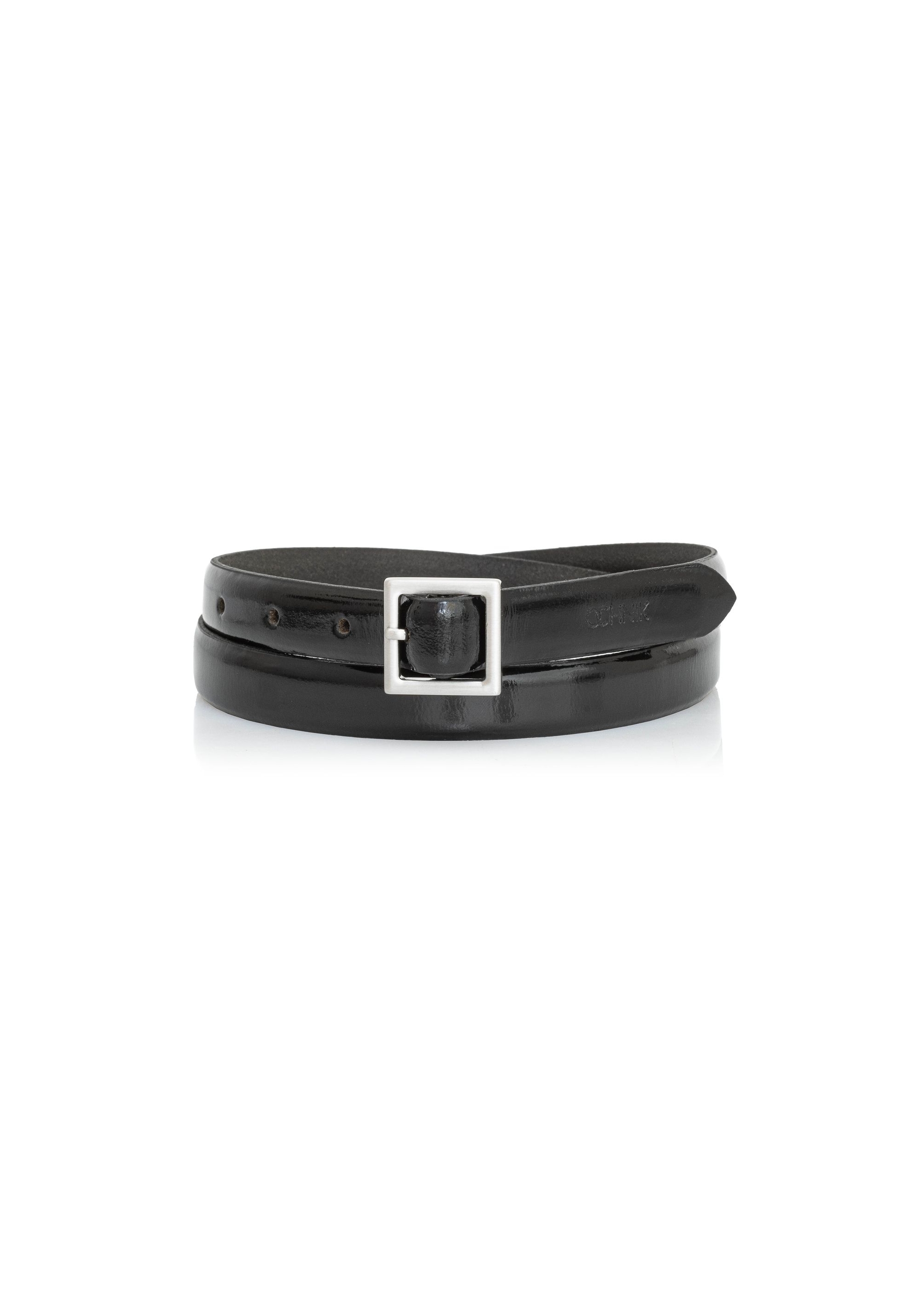 Black patent leather women's belt PASDS-0315-98(Z24)-01