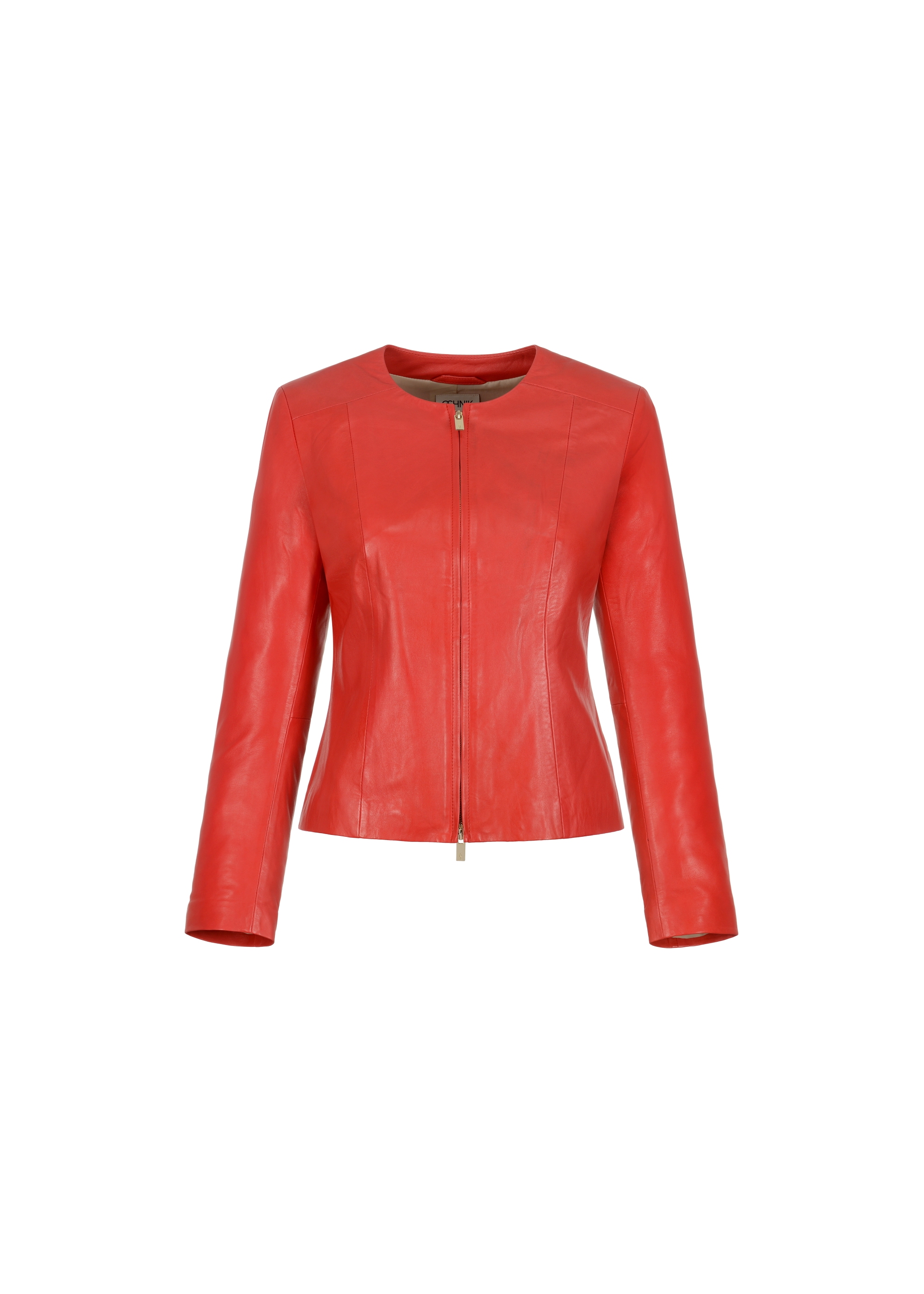 Women's red leather jacket KURDS-0209-4156(W23)-04