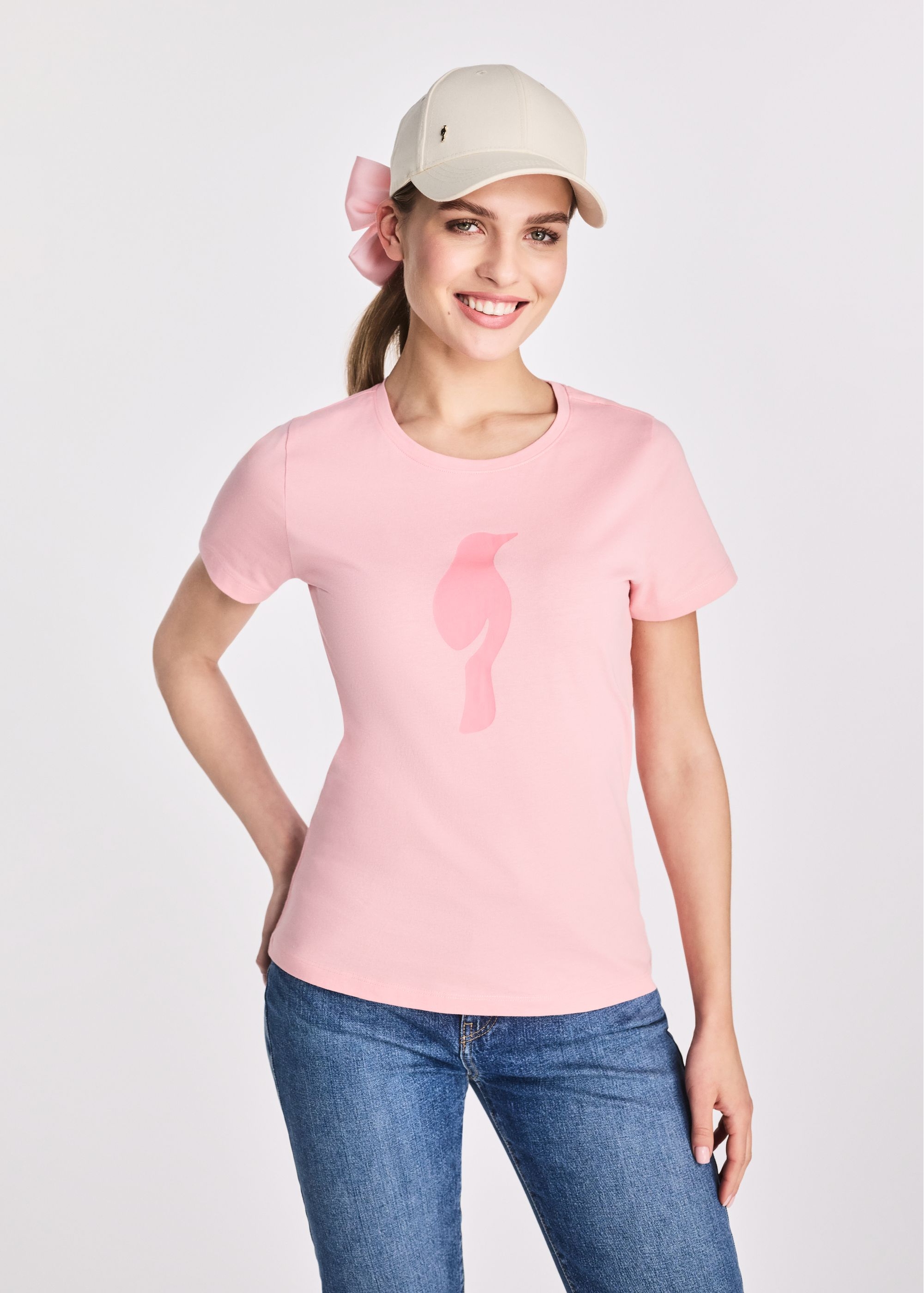 Pink women's t-shirt with logo TSHDT-0133-34(W25)-01