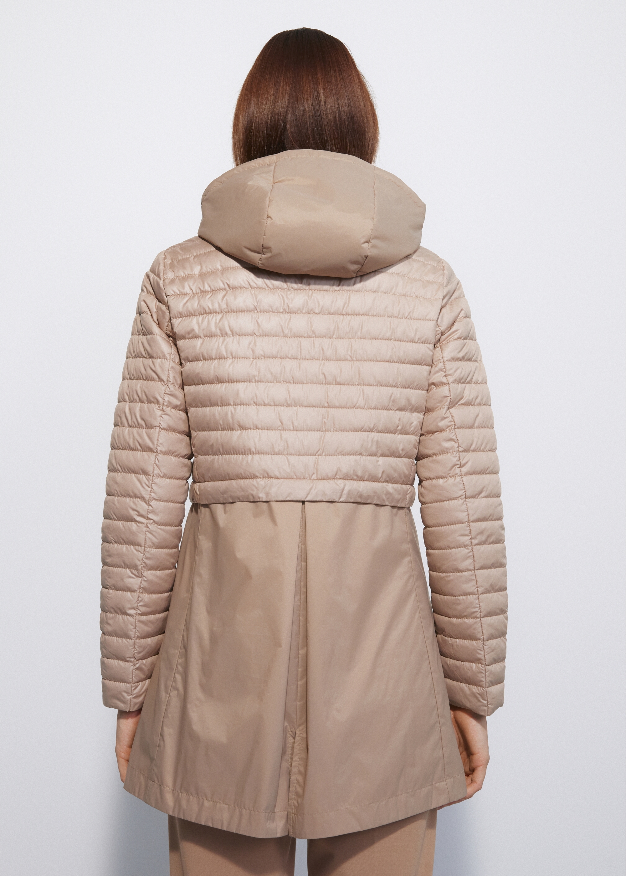 Beige women's hooded jacket KURDT-0422-81(W23)-03