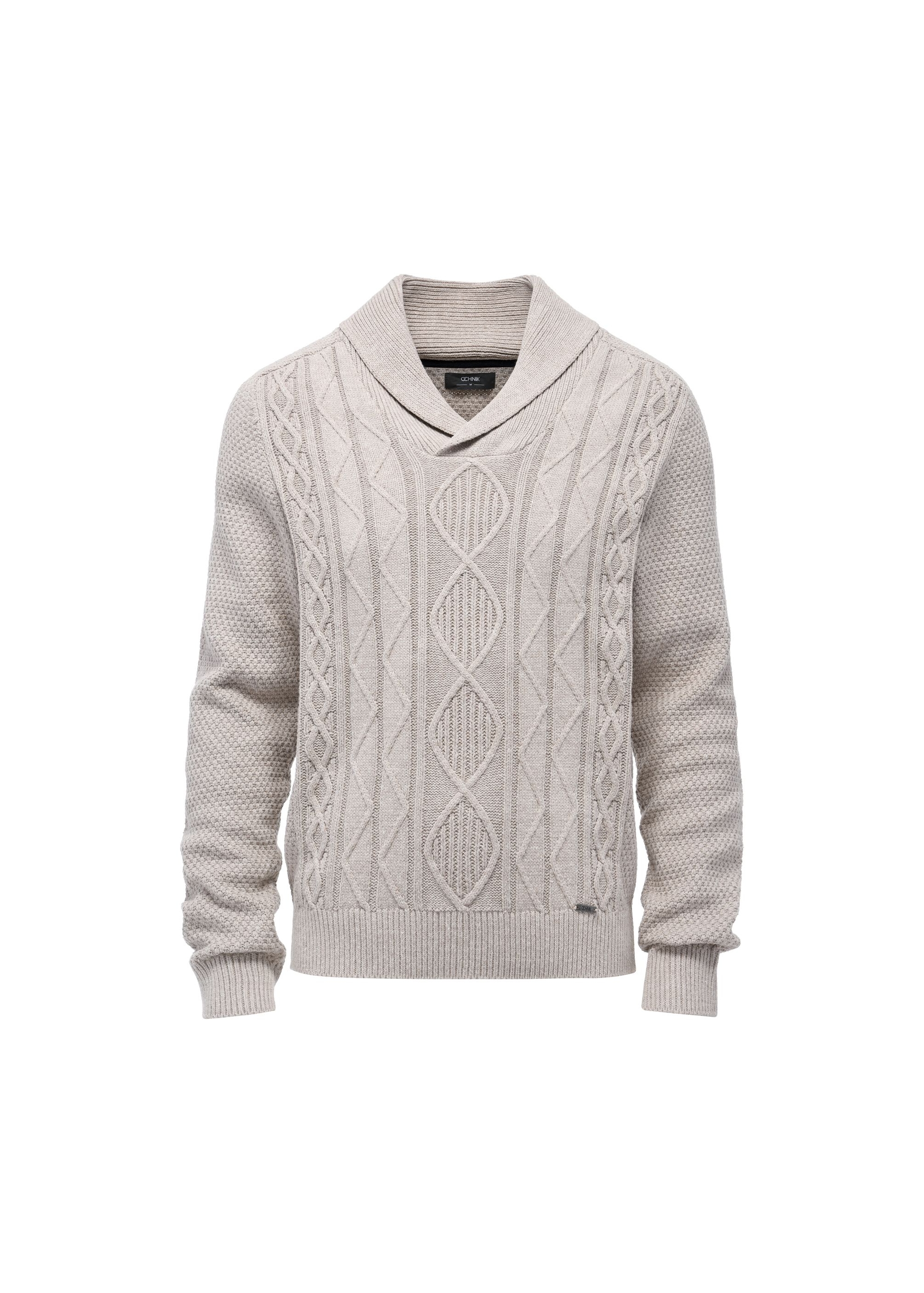 Beige men's sweater SWEMT-0158-81(Z24)-03