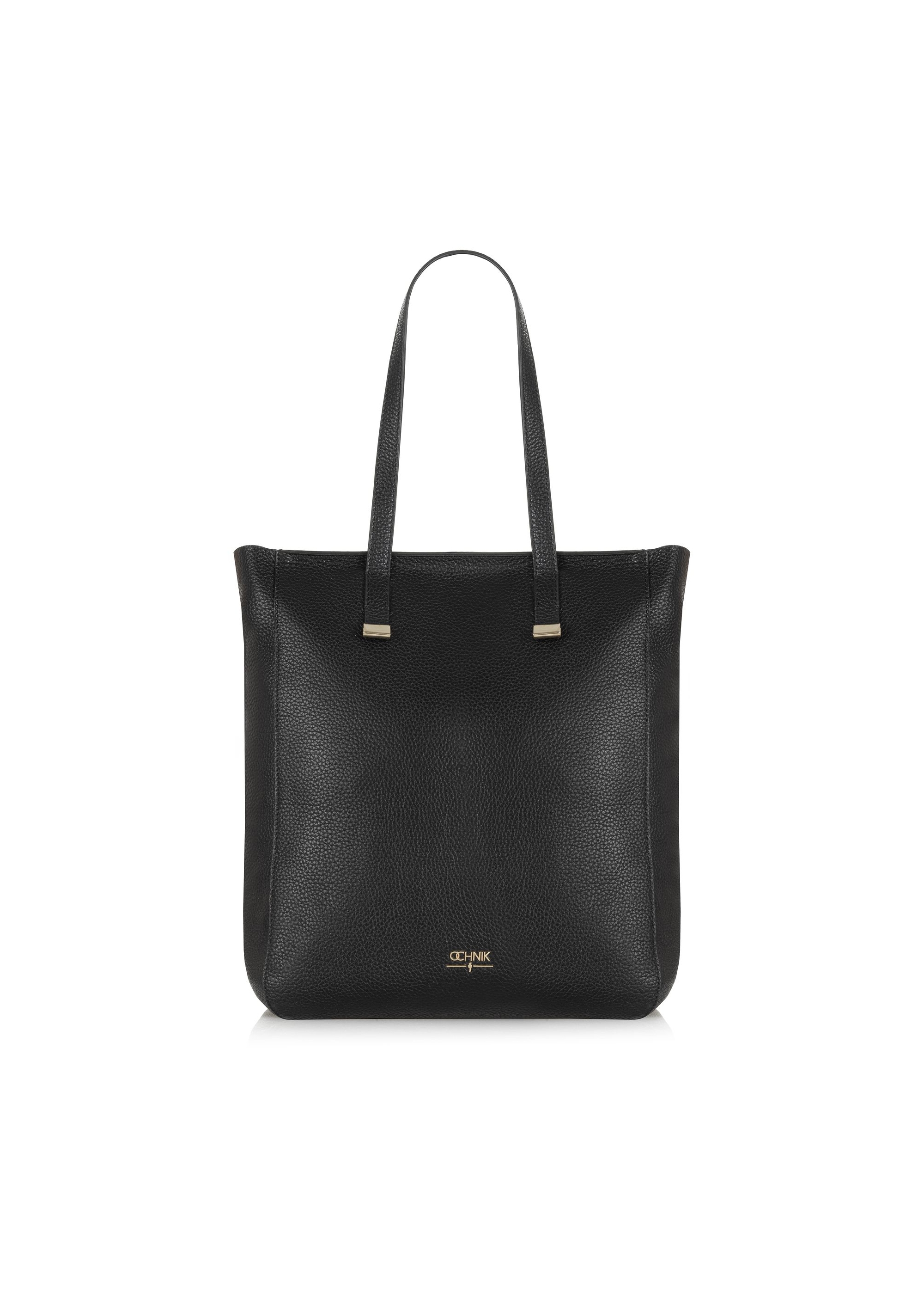 Black leather shopper bag for women TORES-1037C-99(W25)-01