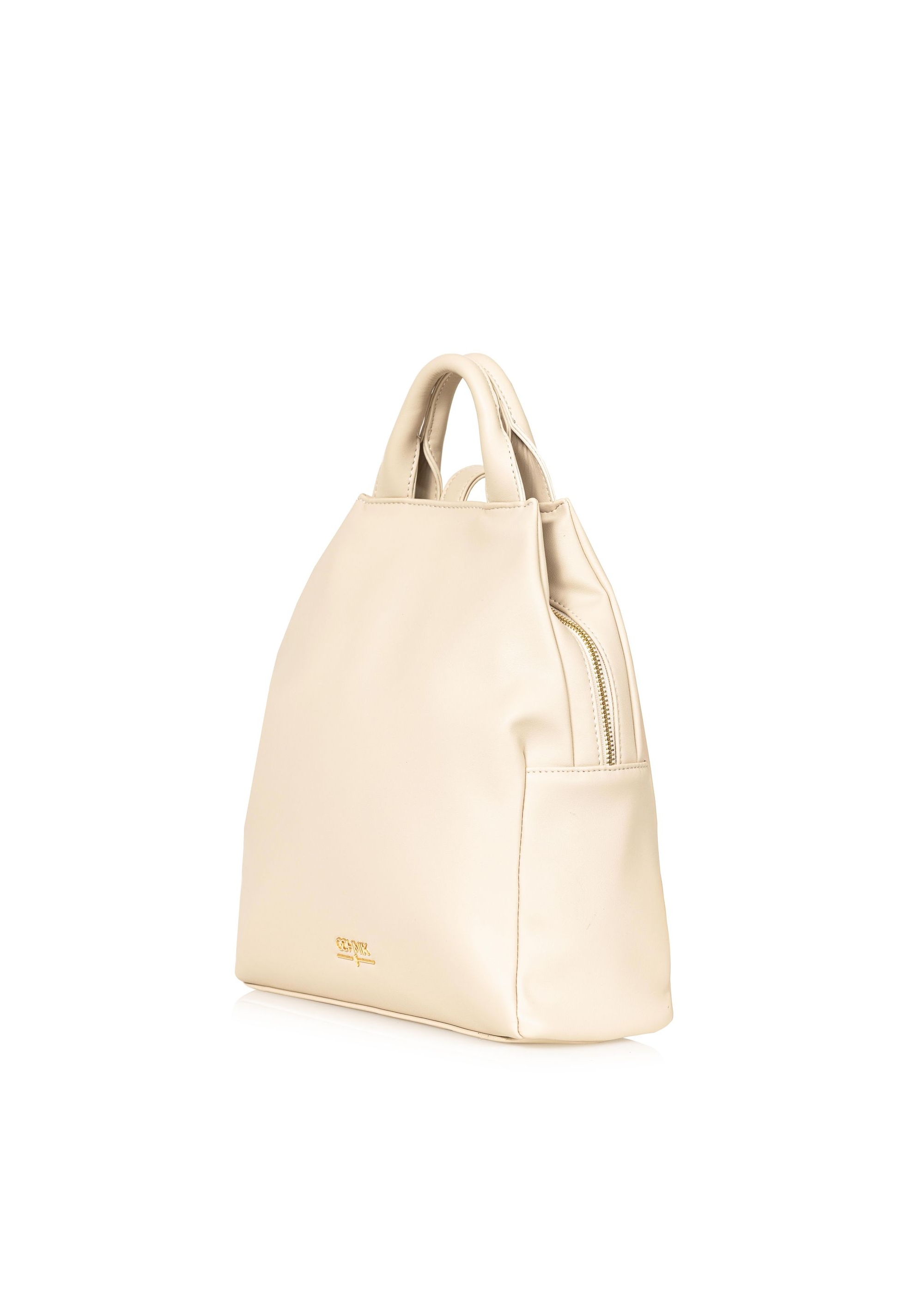 Cream women's backpack made of imitation leather TOREC-0923A-12(W25)-02