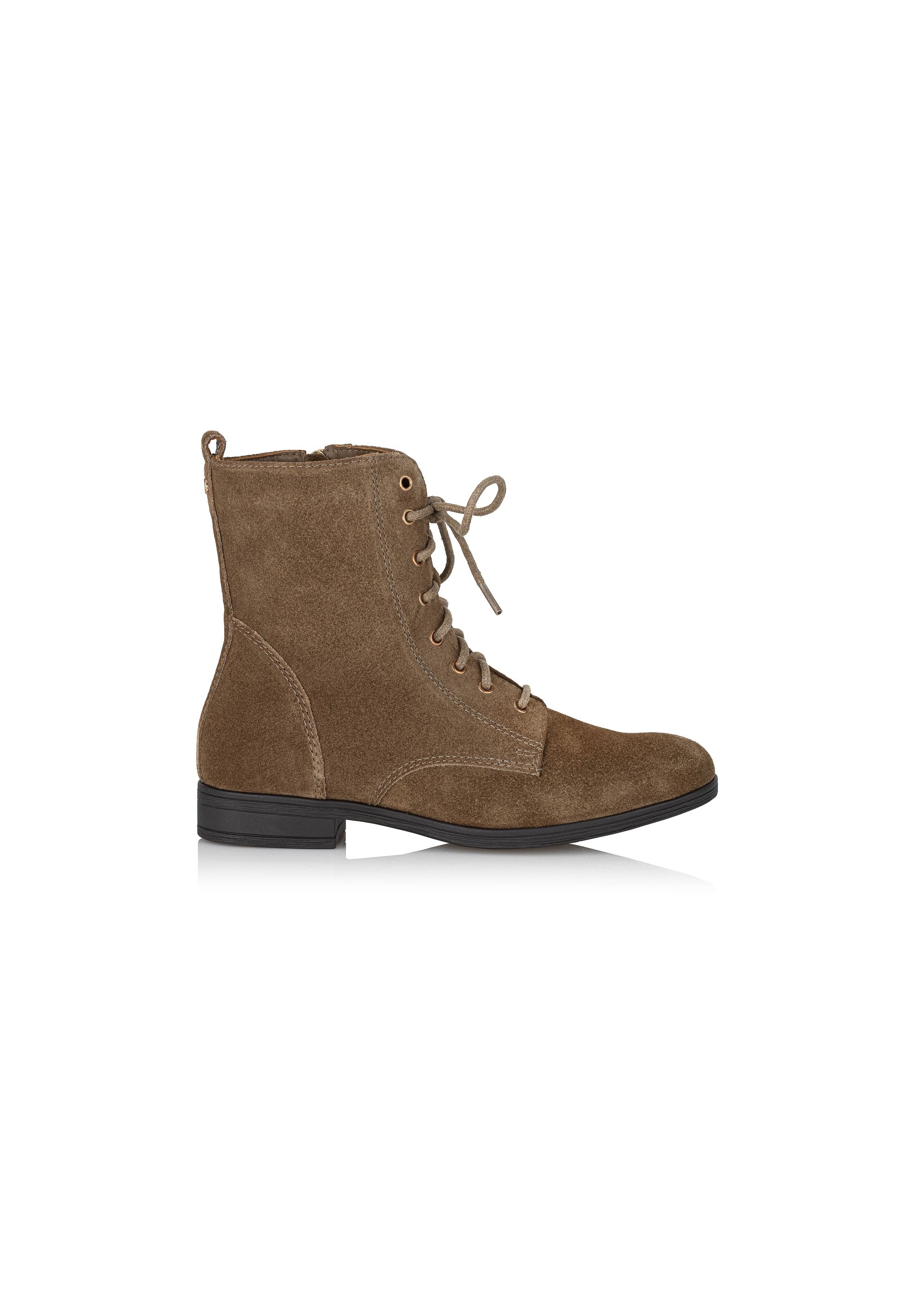 Women's suede ankle boots in khaki color BUTYD-1008-82(Z24)-02