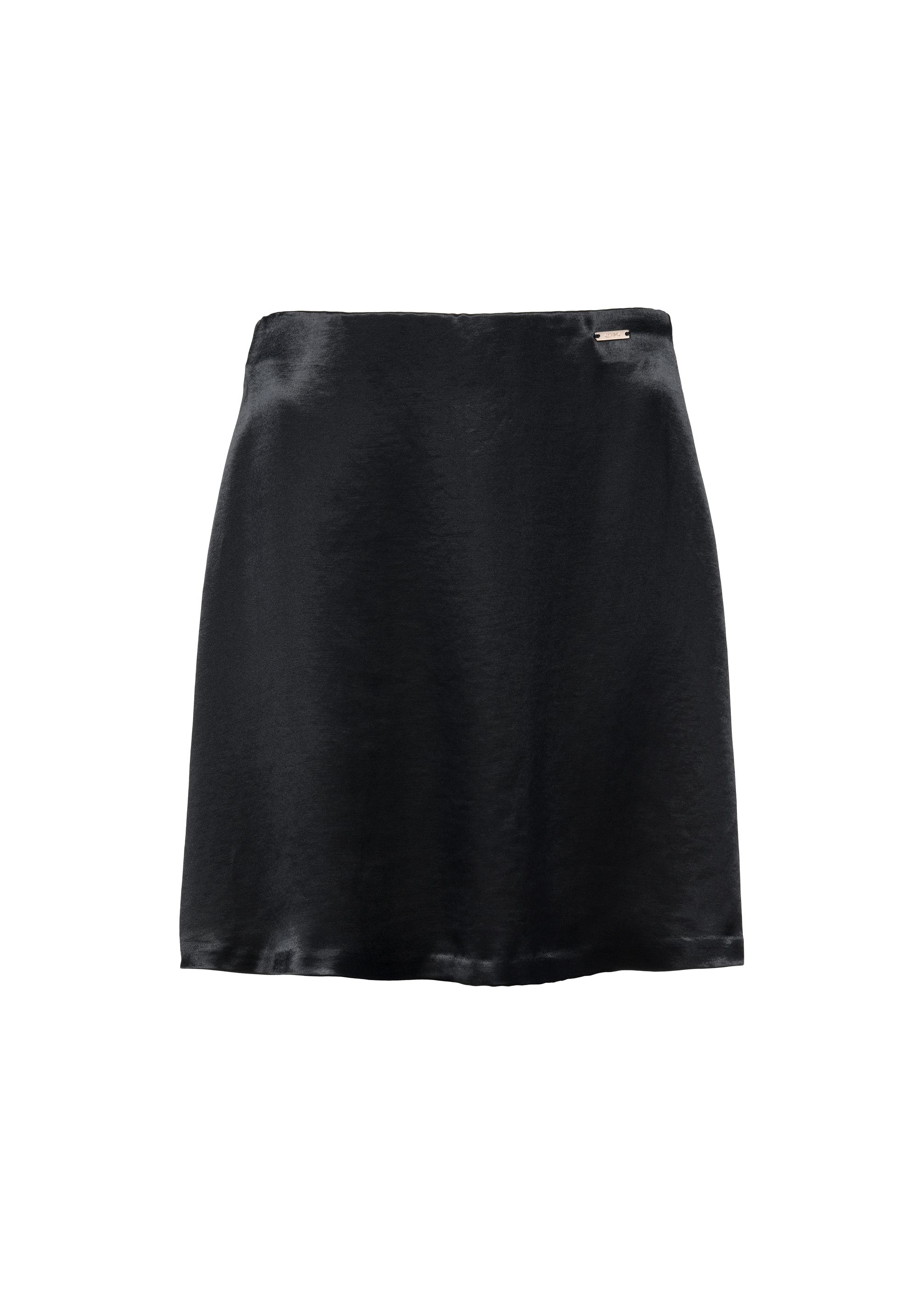 Black satin mini skirt SPCDT-0104-99(W25)