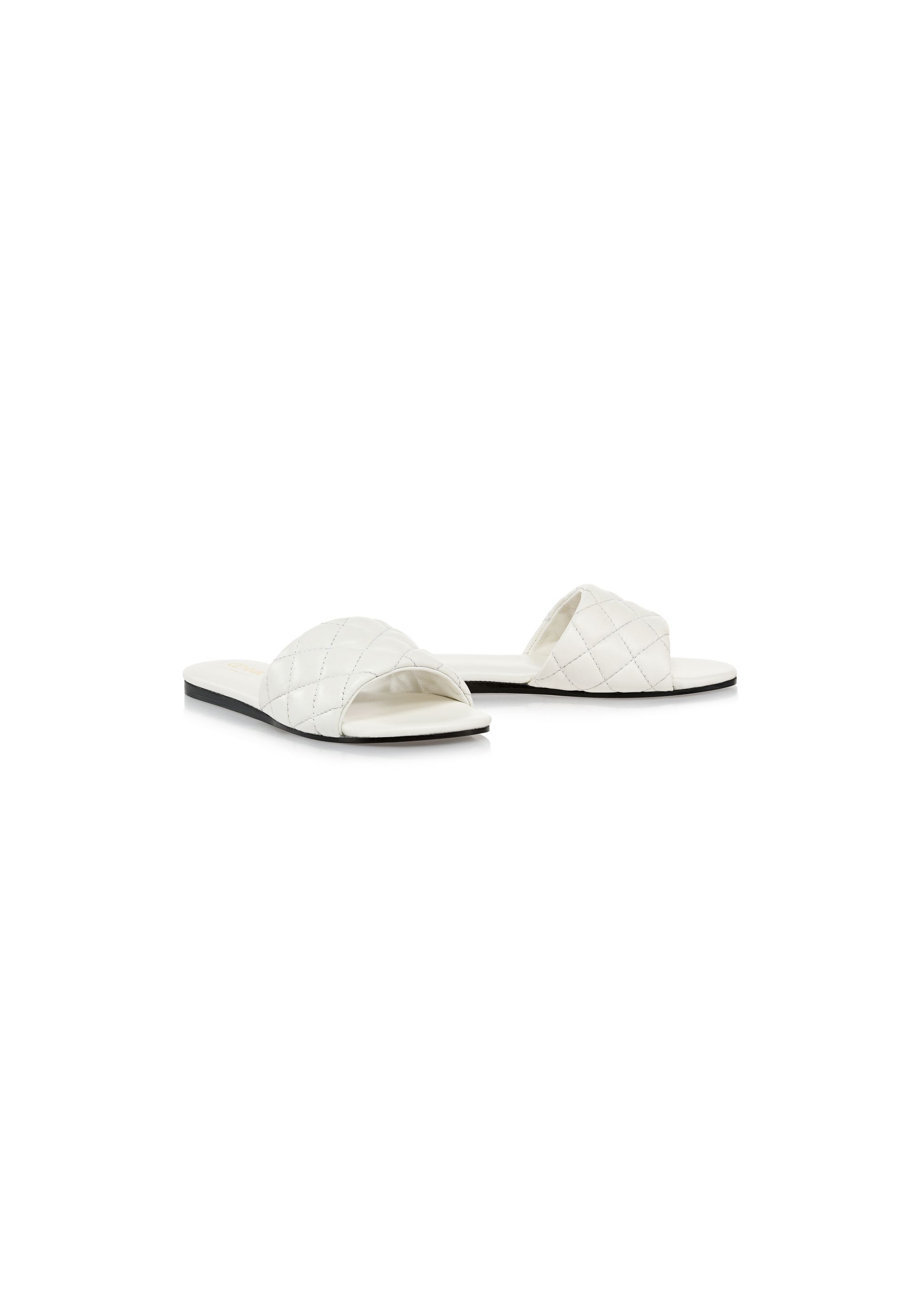 Leather white quilted flip-flops BUTYD-1066-11(W24)-02