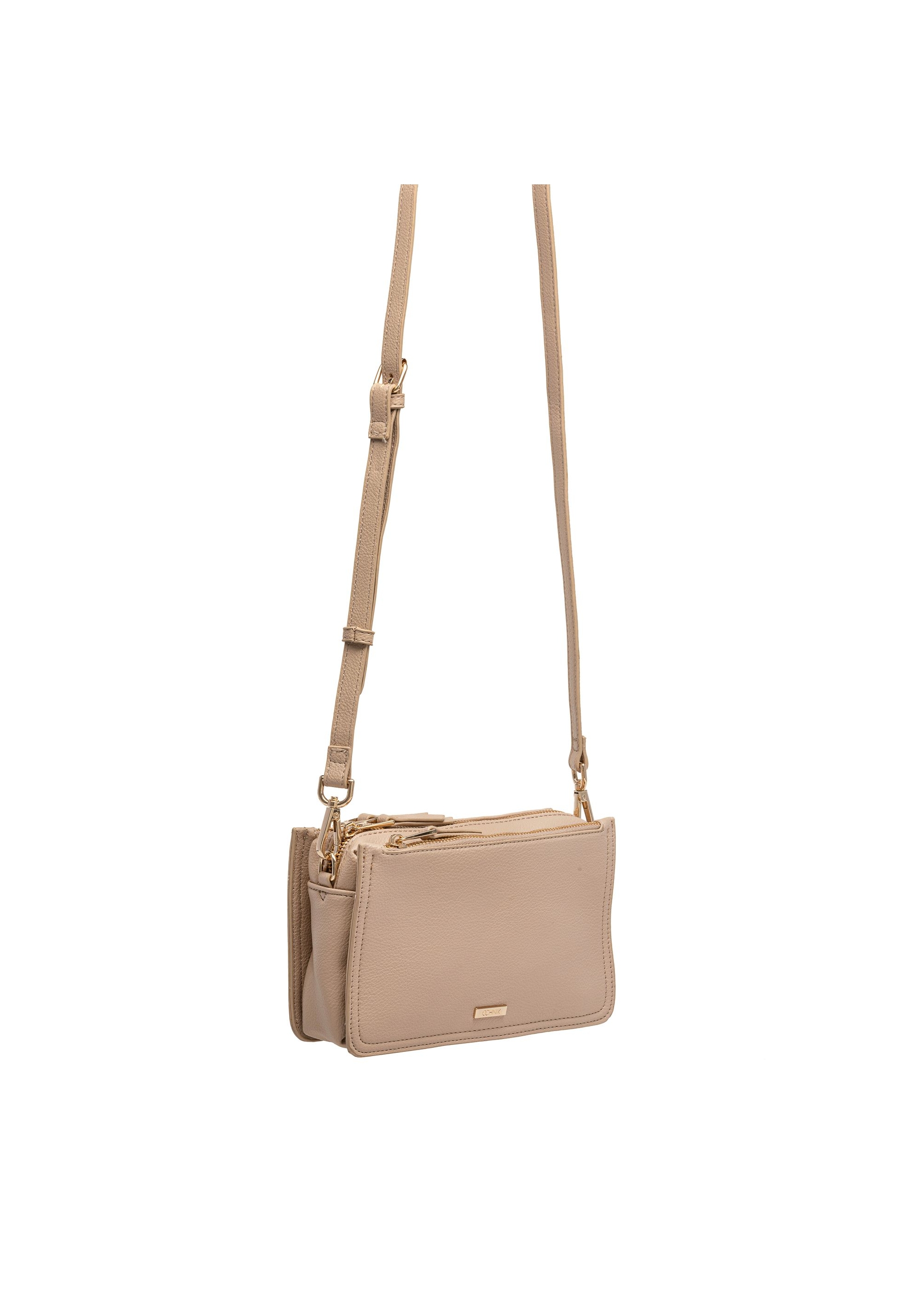 Beige three-compartment women's handbag TOREC-1016-81(W25)-06