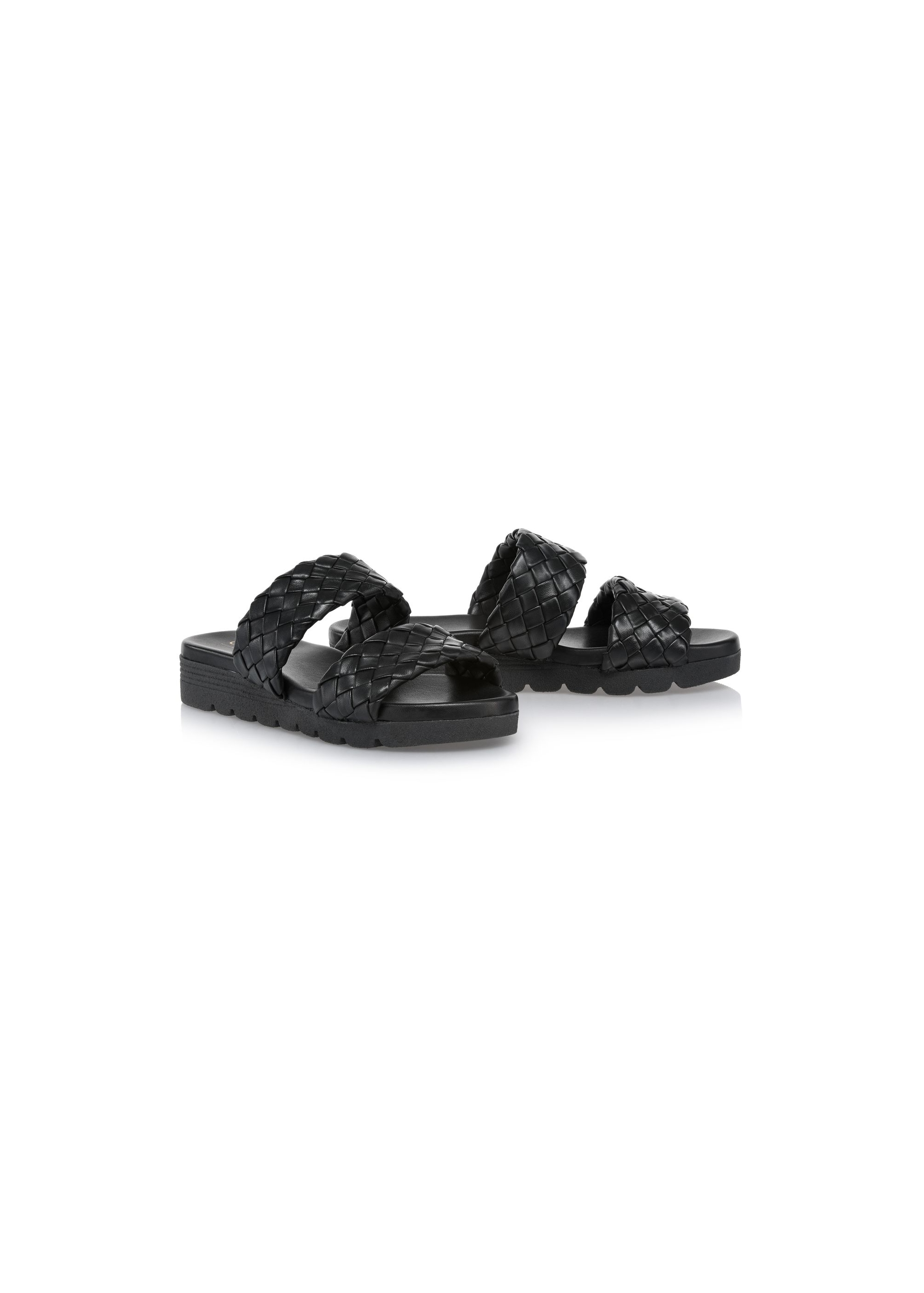 Black leather platform flip-flops BUTYD-1063-99(W24)-02