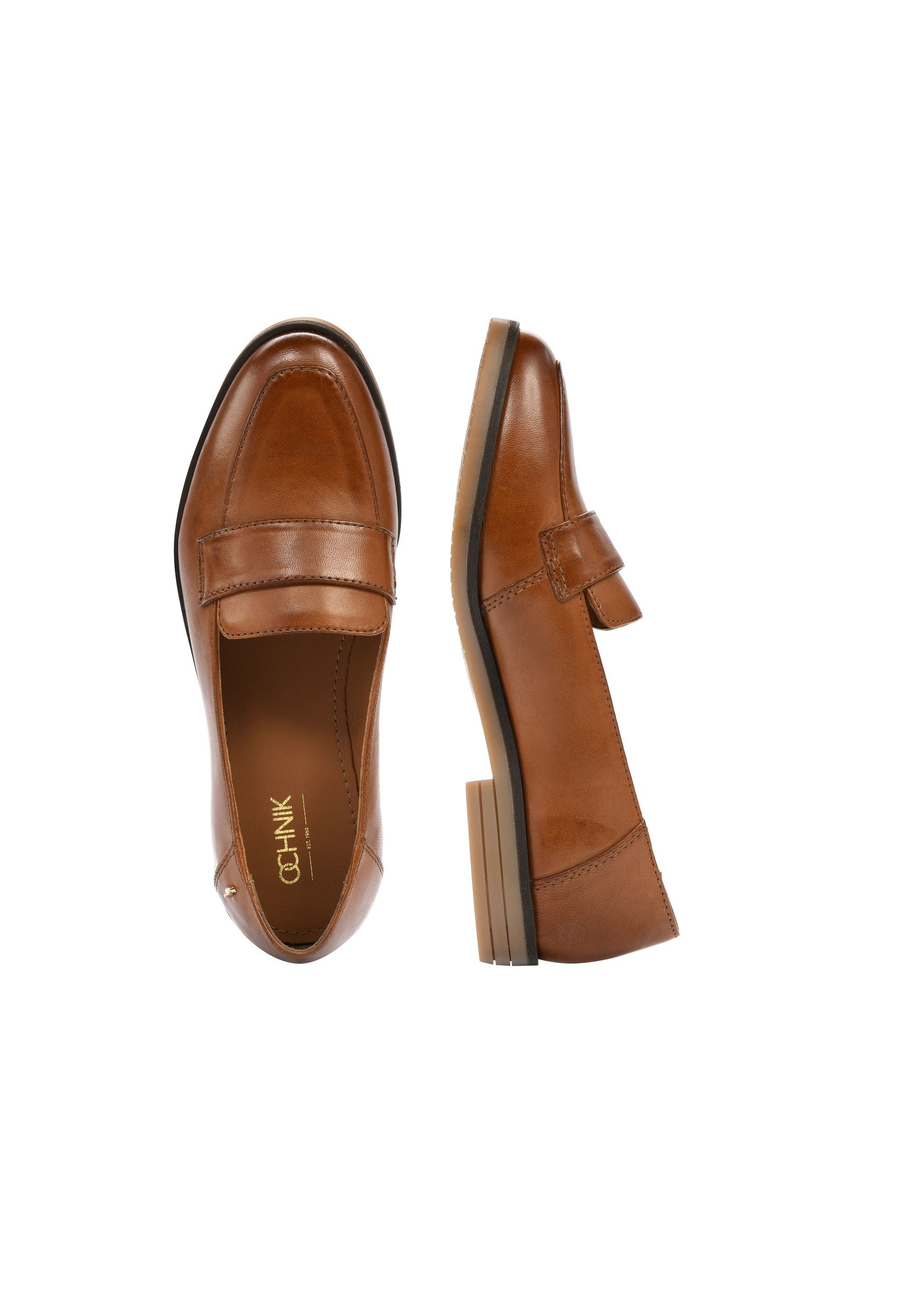 Women's leather loafers in camel color BUTYD-1067-24(W25)-06