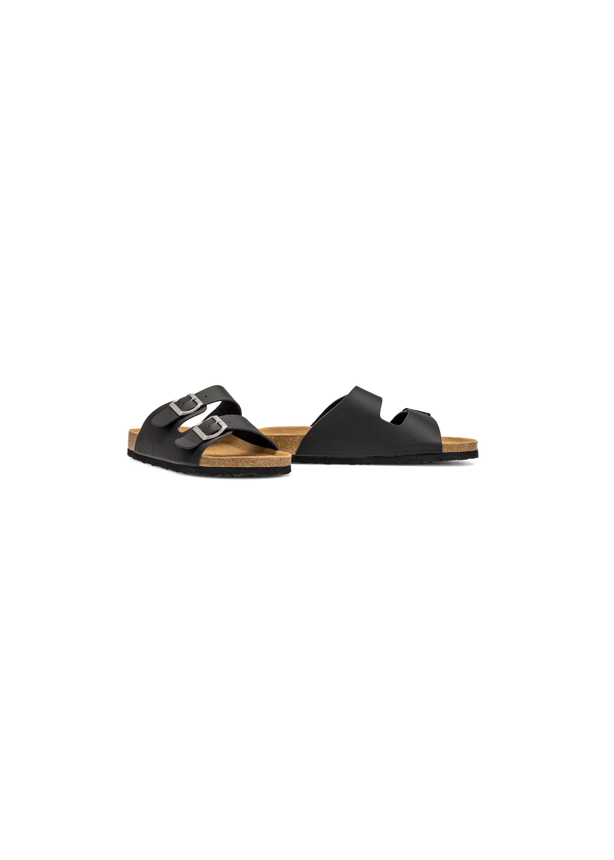 Black leather men's flip-flops BUTYM-0495-99(W25)-02