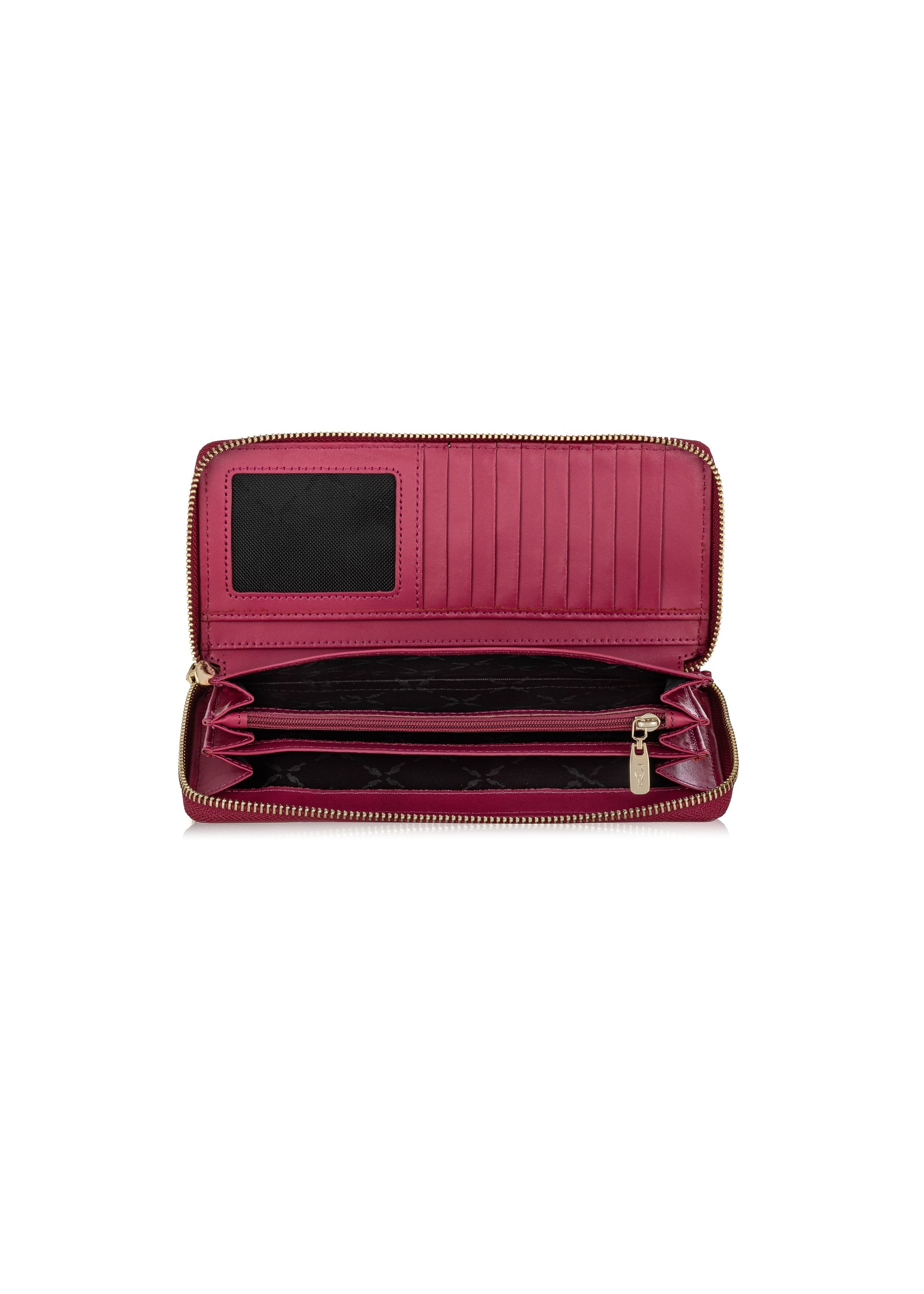 Pink leather women's belt wallet PORES-0892-34(W24)-06