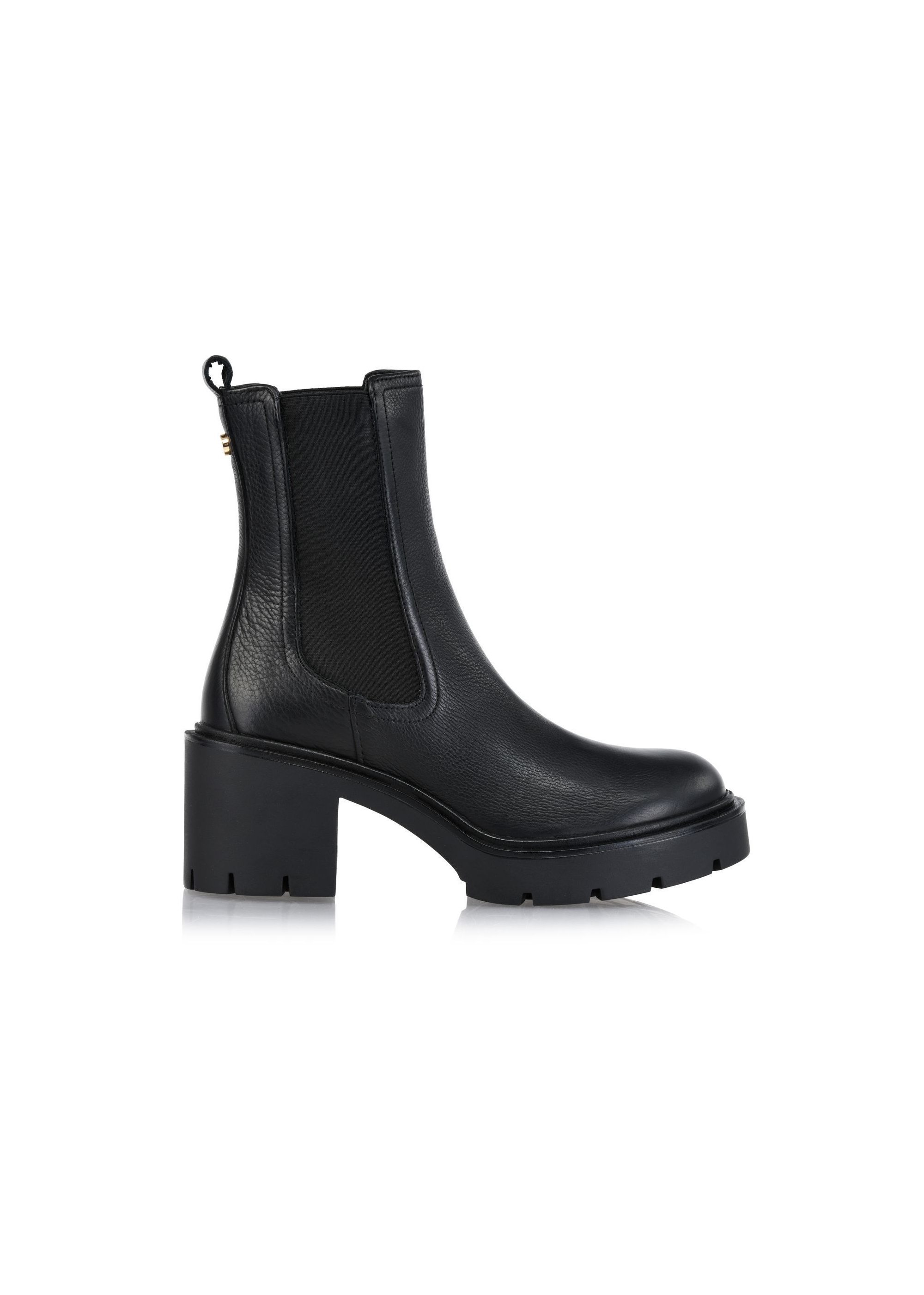 Black leather women's high-heeled ankle boots BUTYD-1094-99(Z24)-04