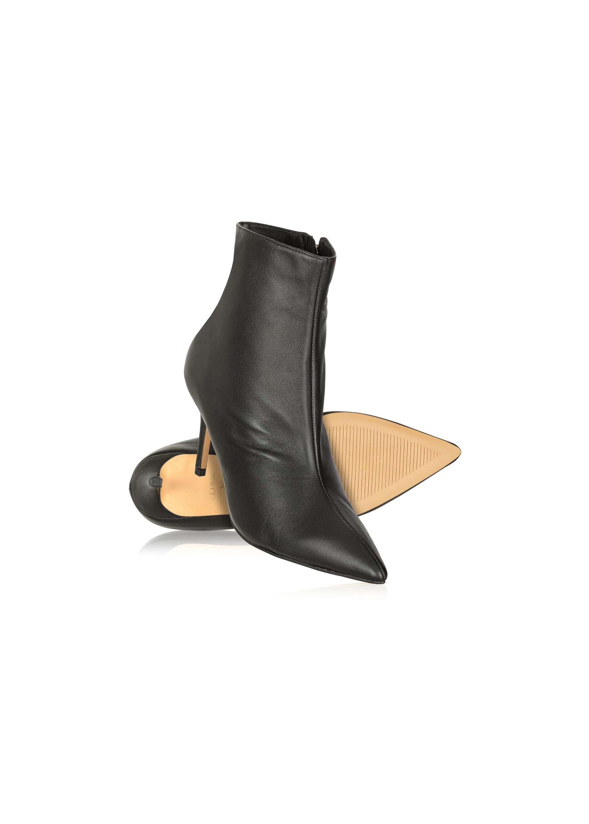 Black leather ankle boots with high heel BUTYD-1122-99(Z24)