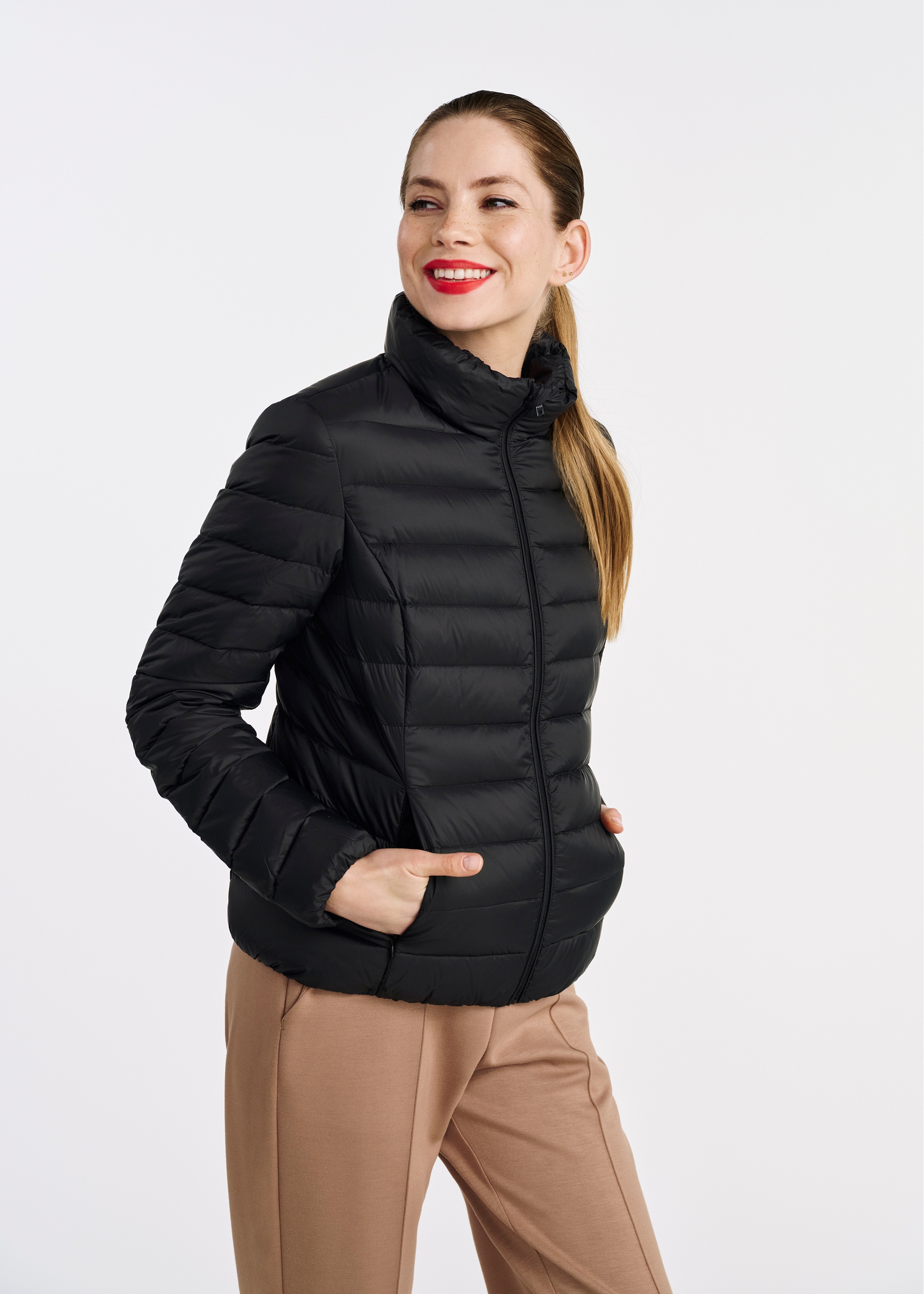 Black quilted women's jacket KURDT-0573-99(W25)-01