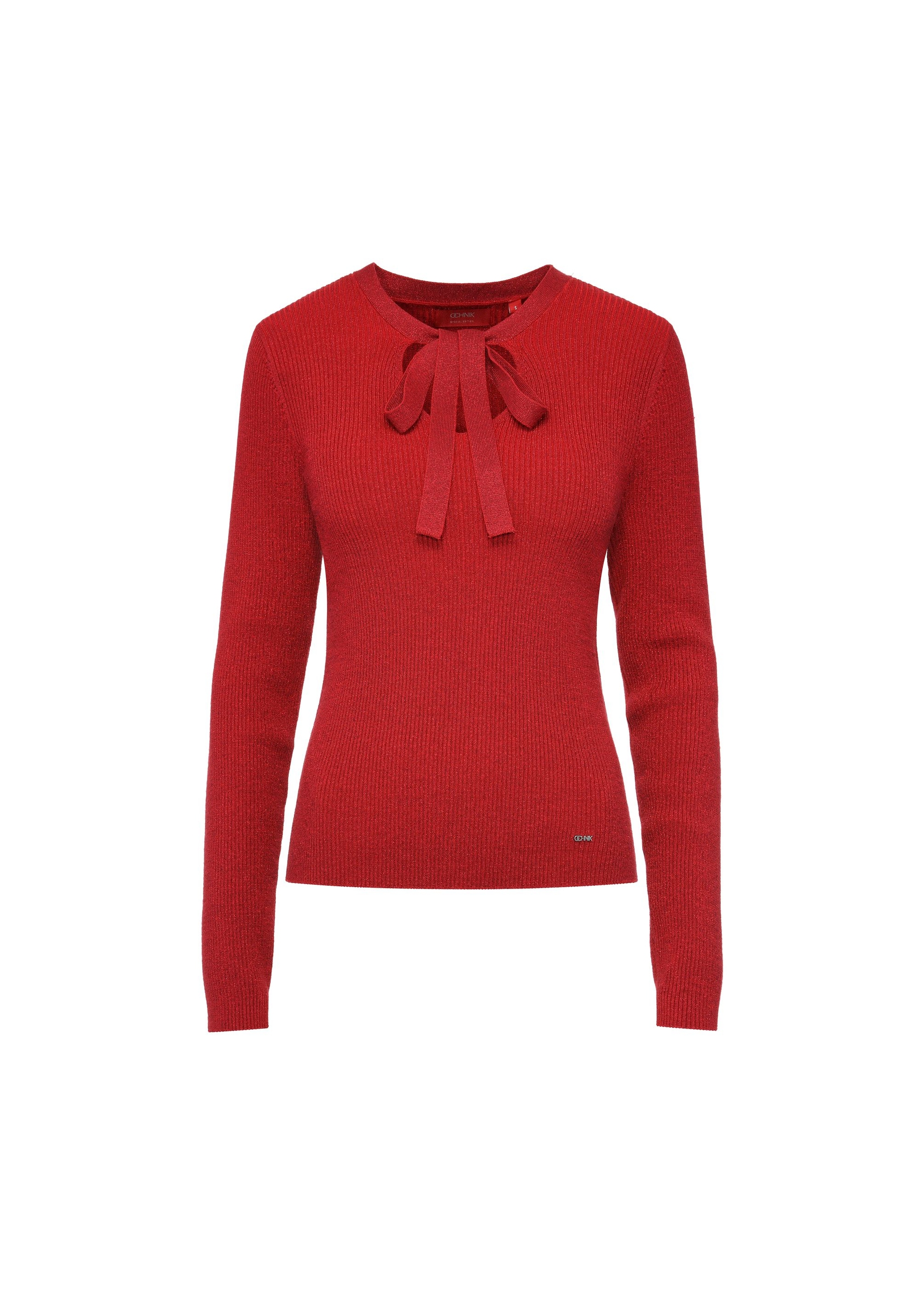 Red fitted women's sweater SWEDT-0216-42(Z24)