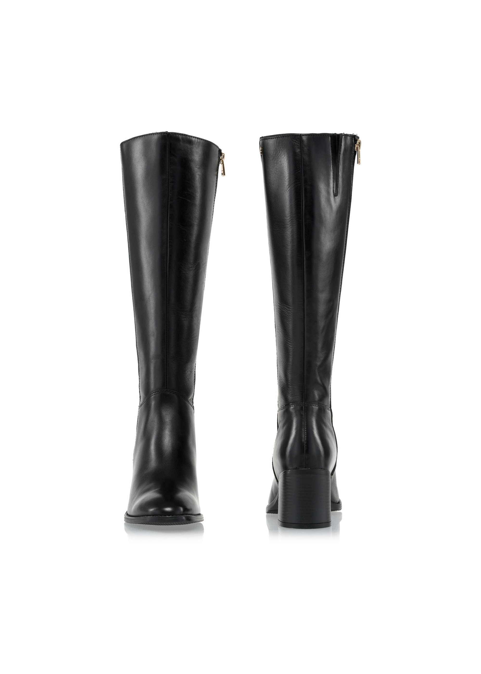 Black leather high heel boots BUTYD-1100-99(Z24)-04