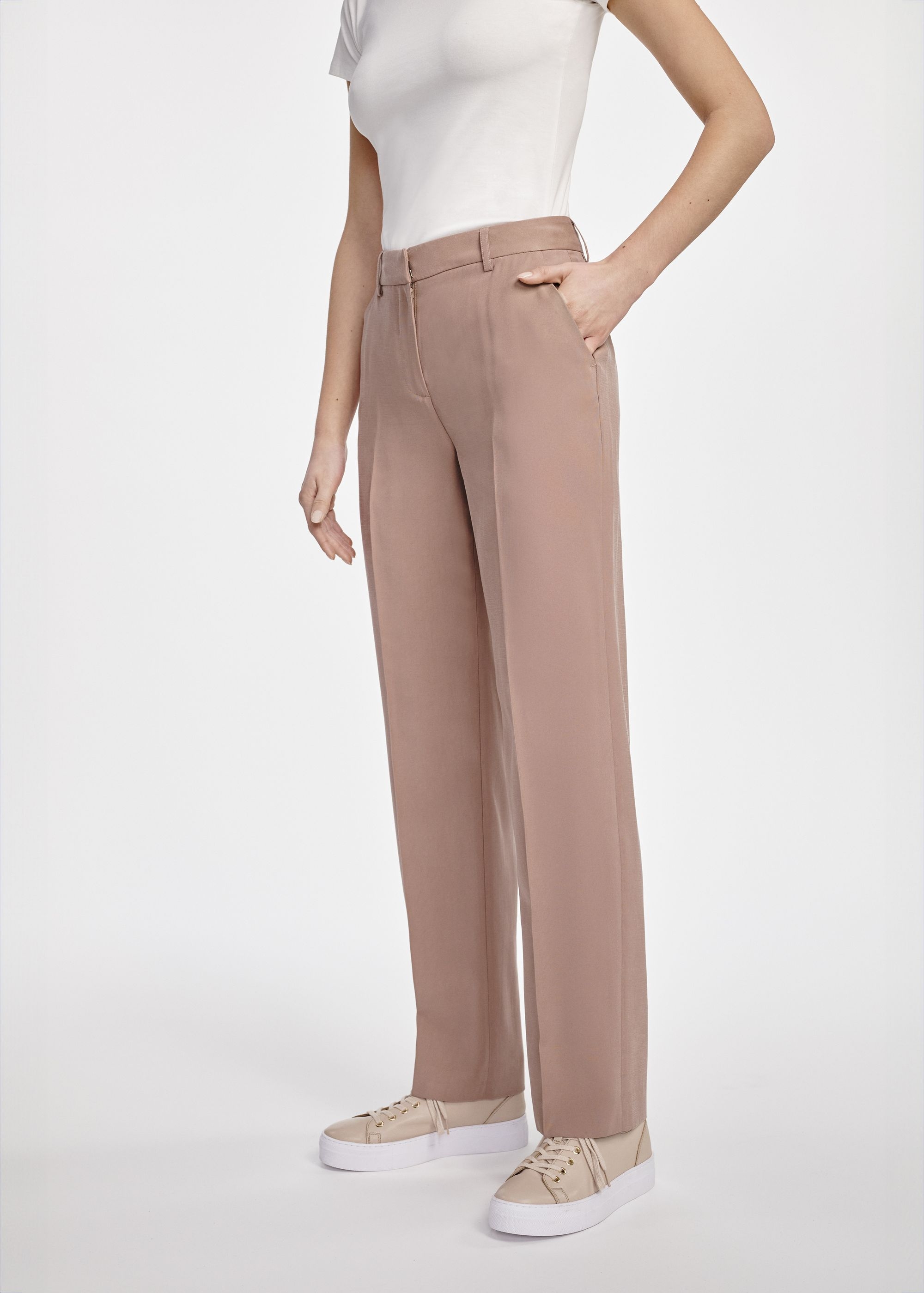 Beige elegant women's trousers SPODT-0106-83(W25)-03