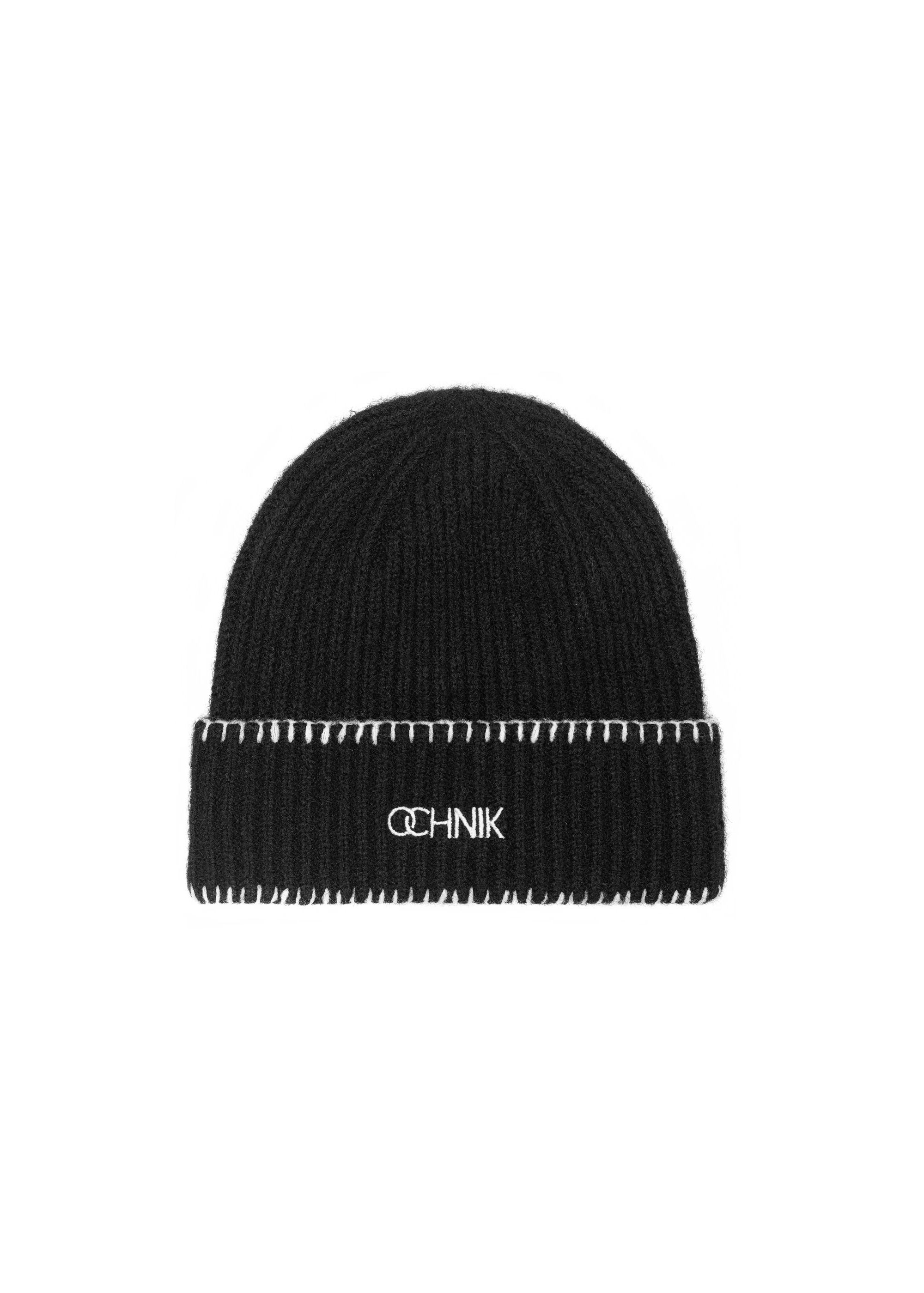 Black women's winter hat with logo CZADT-0183-99(Z24)-04