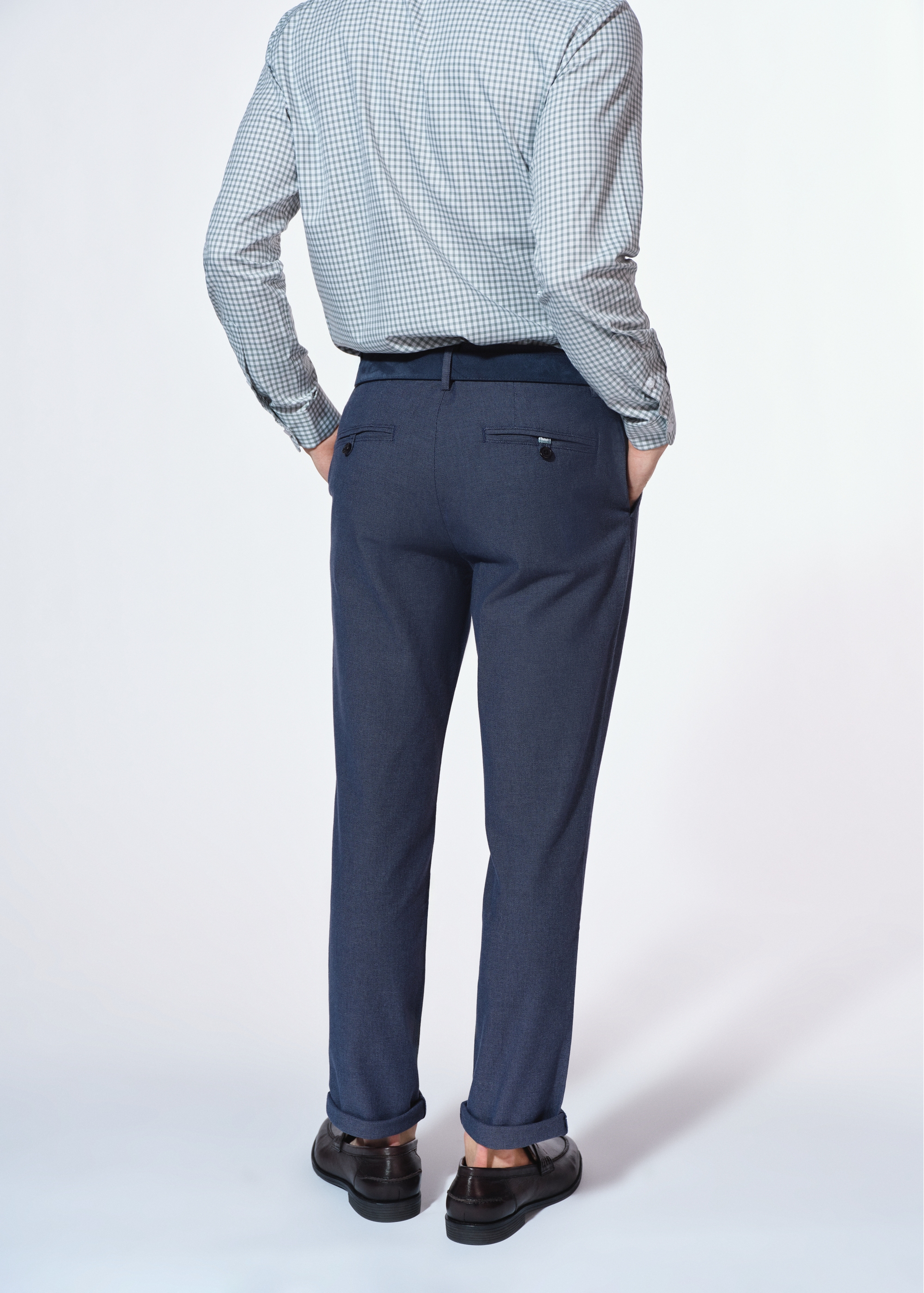 Navy blue men's chino trousers SPOMT-0106-61(W25)-02