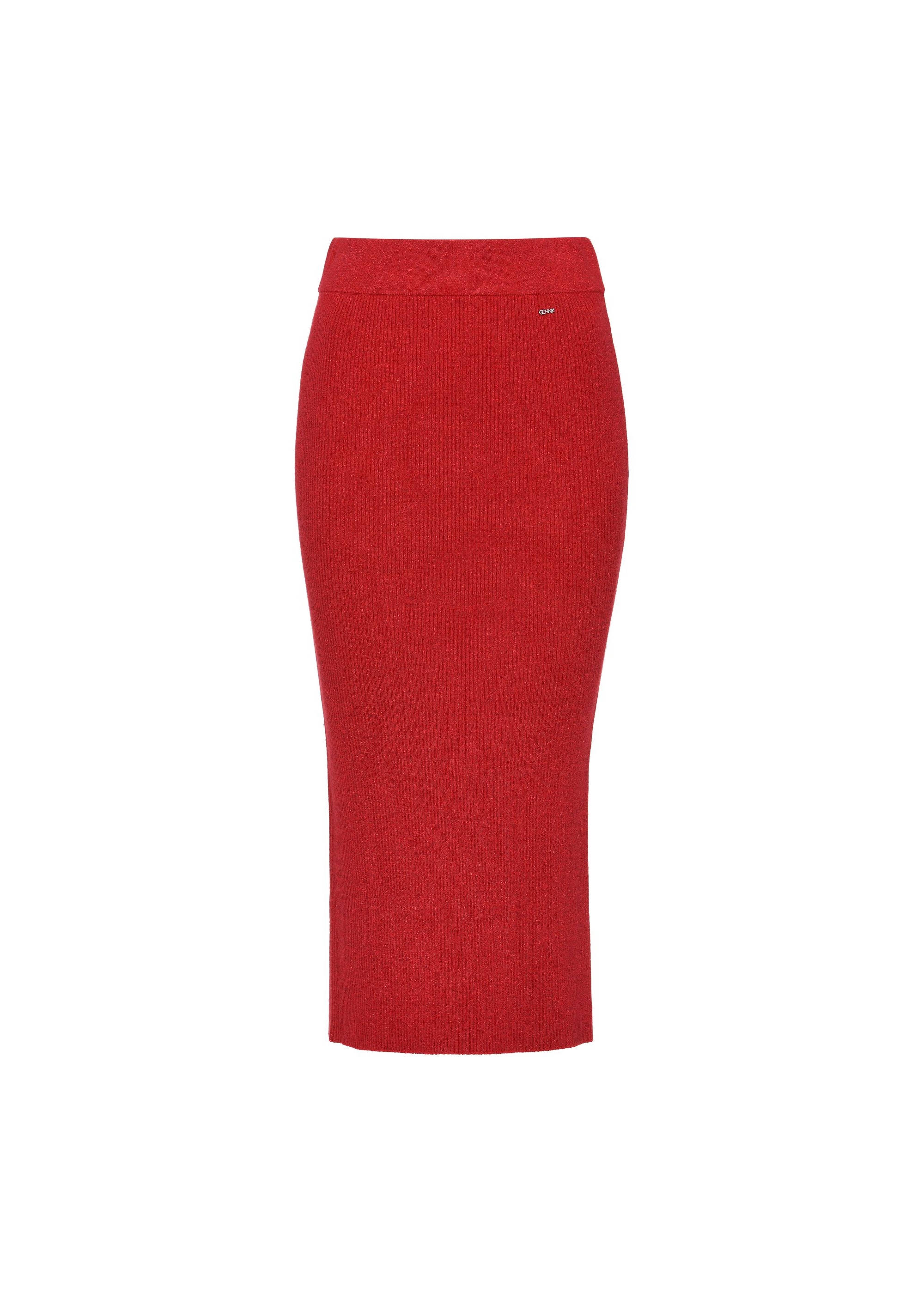 Red fitted midi skirt SPCDT-0095-42(Z24)