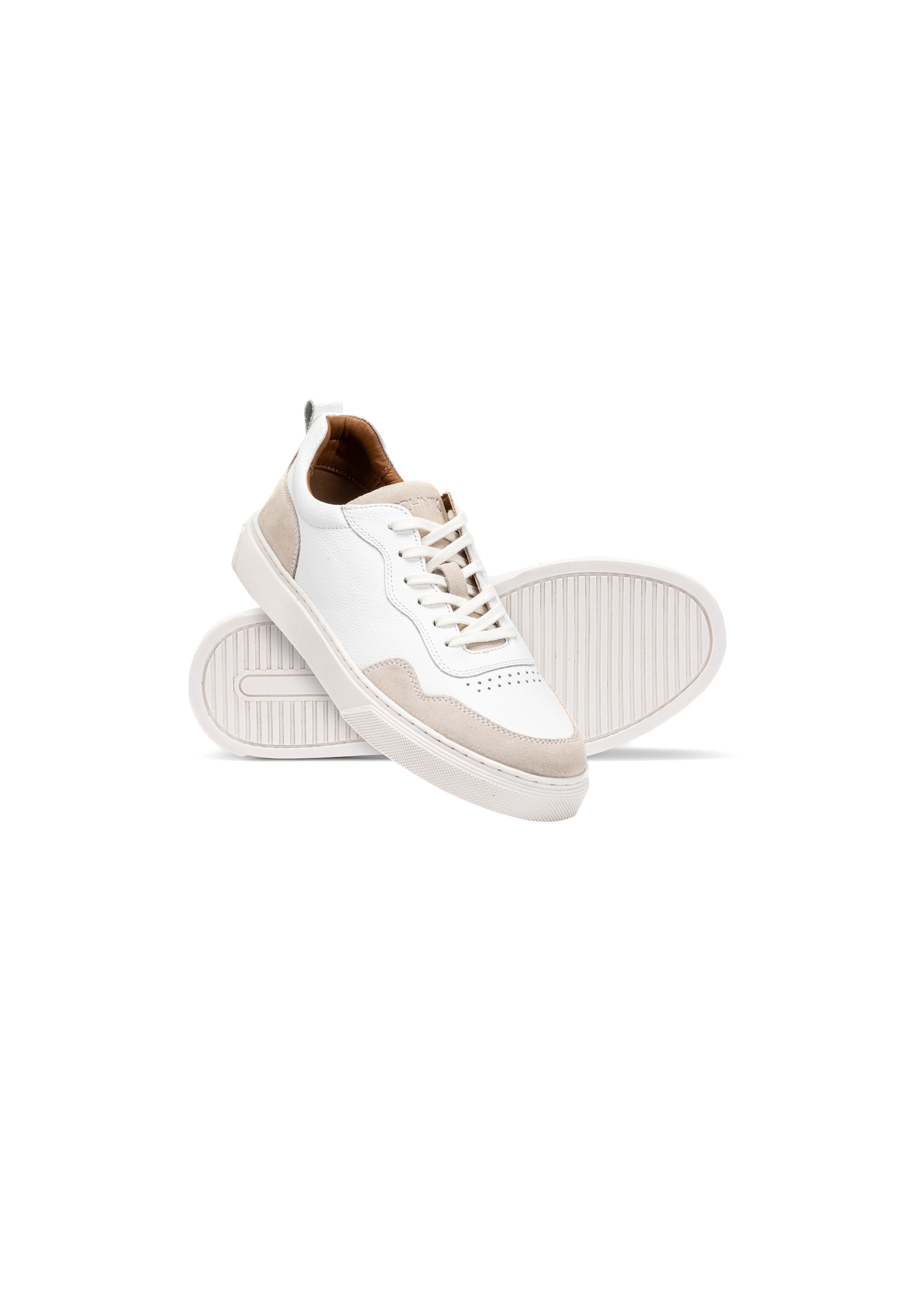 White leather men's sneakers BUTYM-0485-11(W25)-05