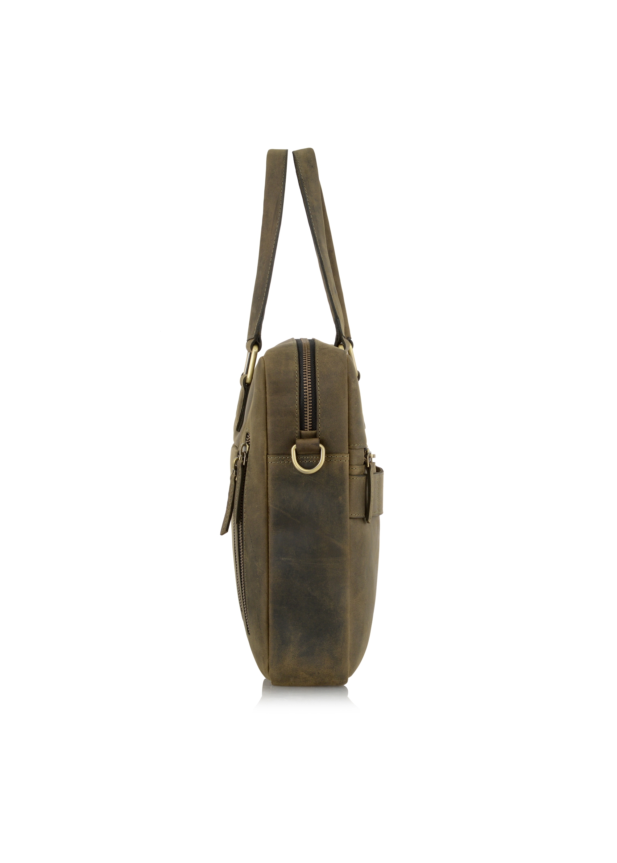 Men's khaki leather bag TORMS-0321-51(W23)-03