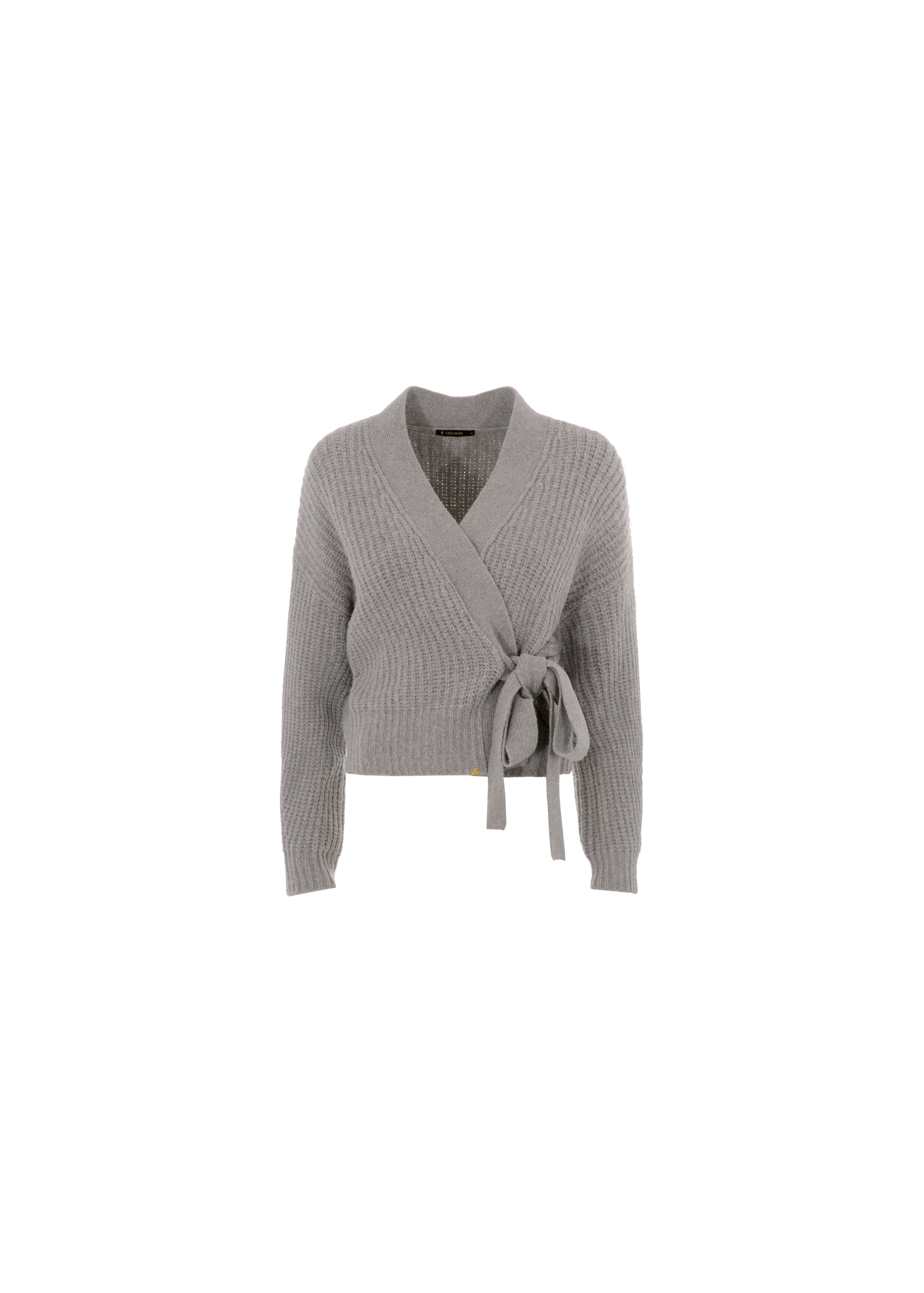 Grey tied sweater for women SWEDT-0147-91(Z21)-02