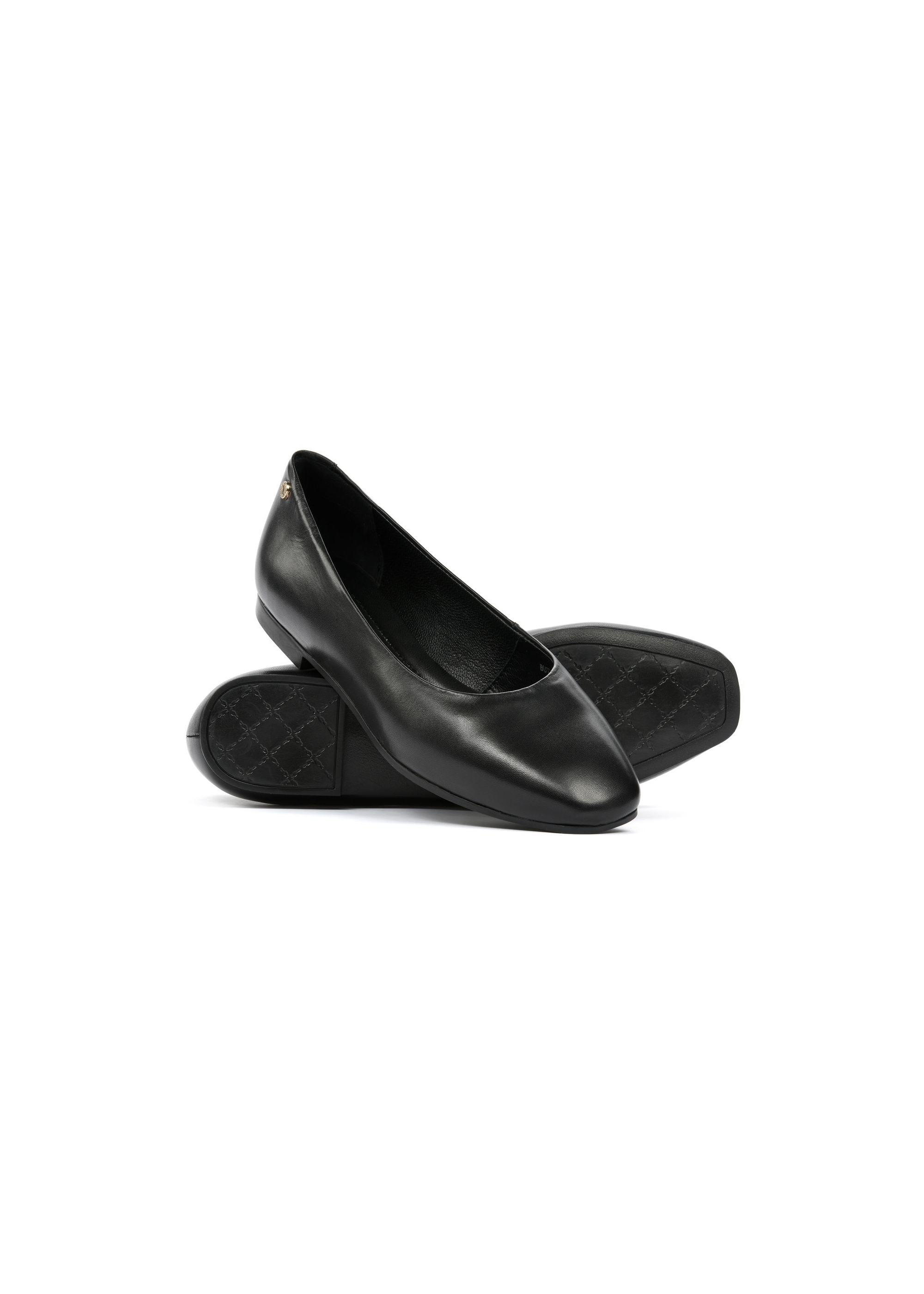 Black leather women's ballet flats BUTYD-1144-99(W25)-04