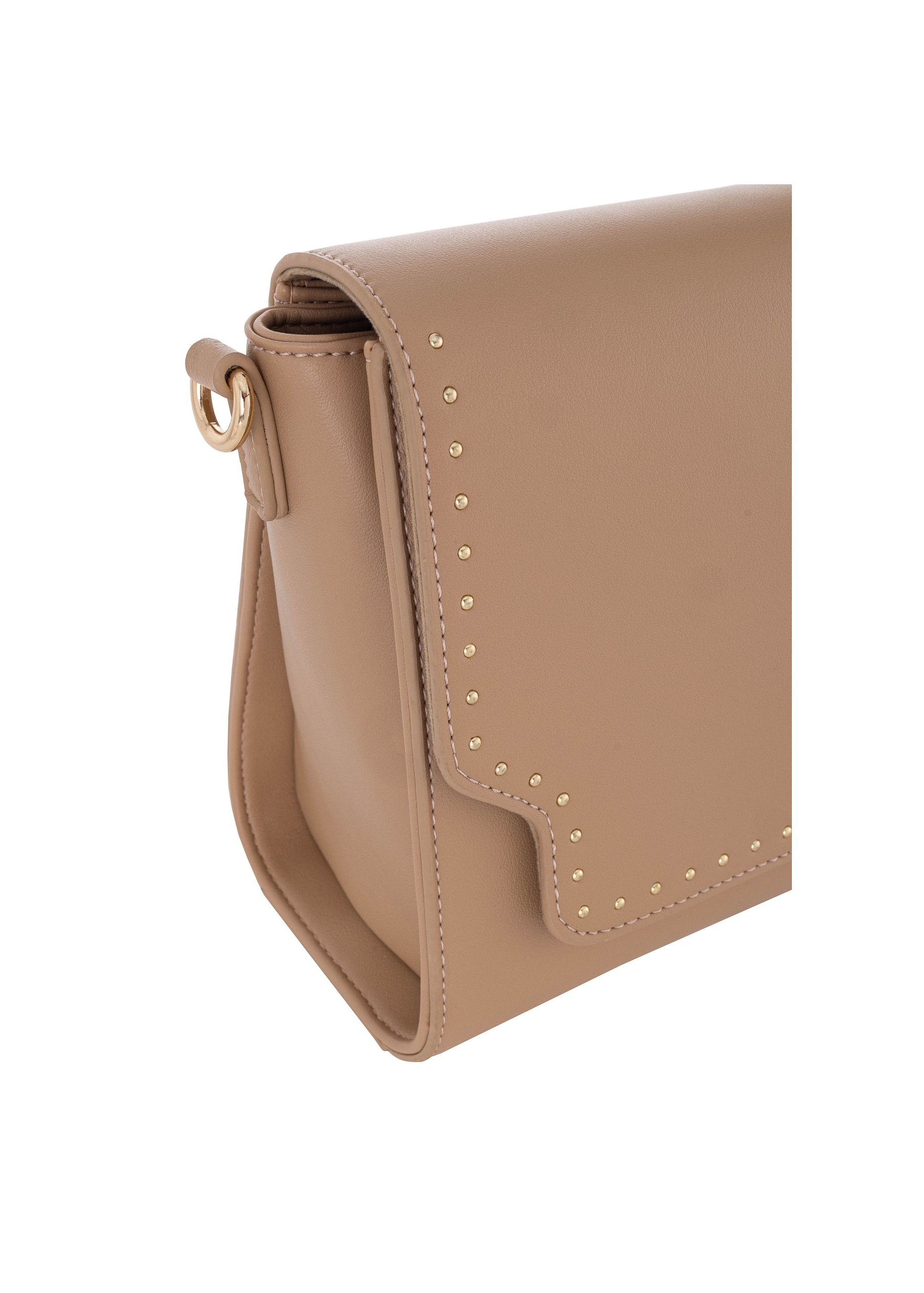 Beige women's messenger bag with studs TOREC-0899A-81(W25)