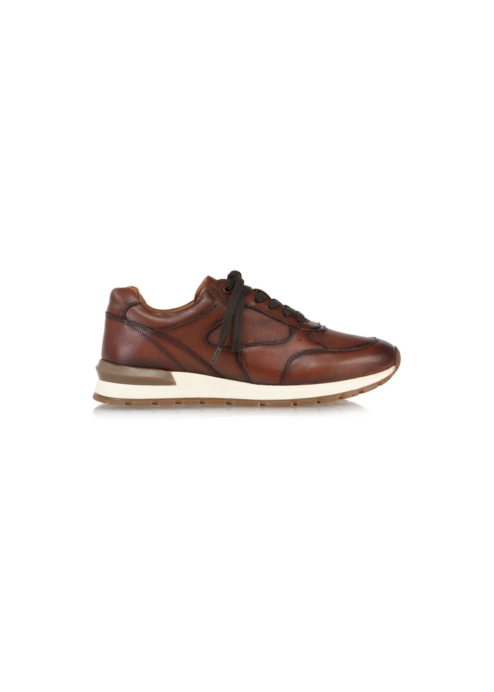 Brown leather men's sneakers BUTYM-0480-88(Z24)-01