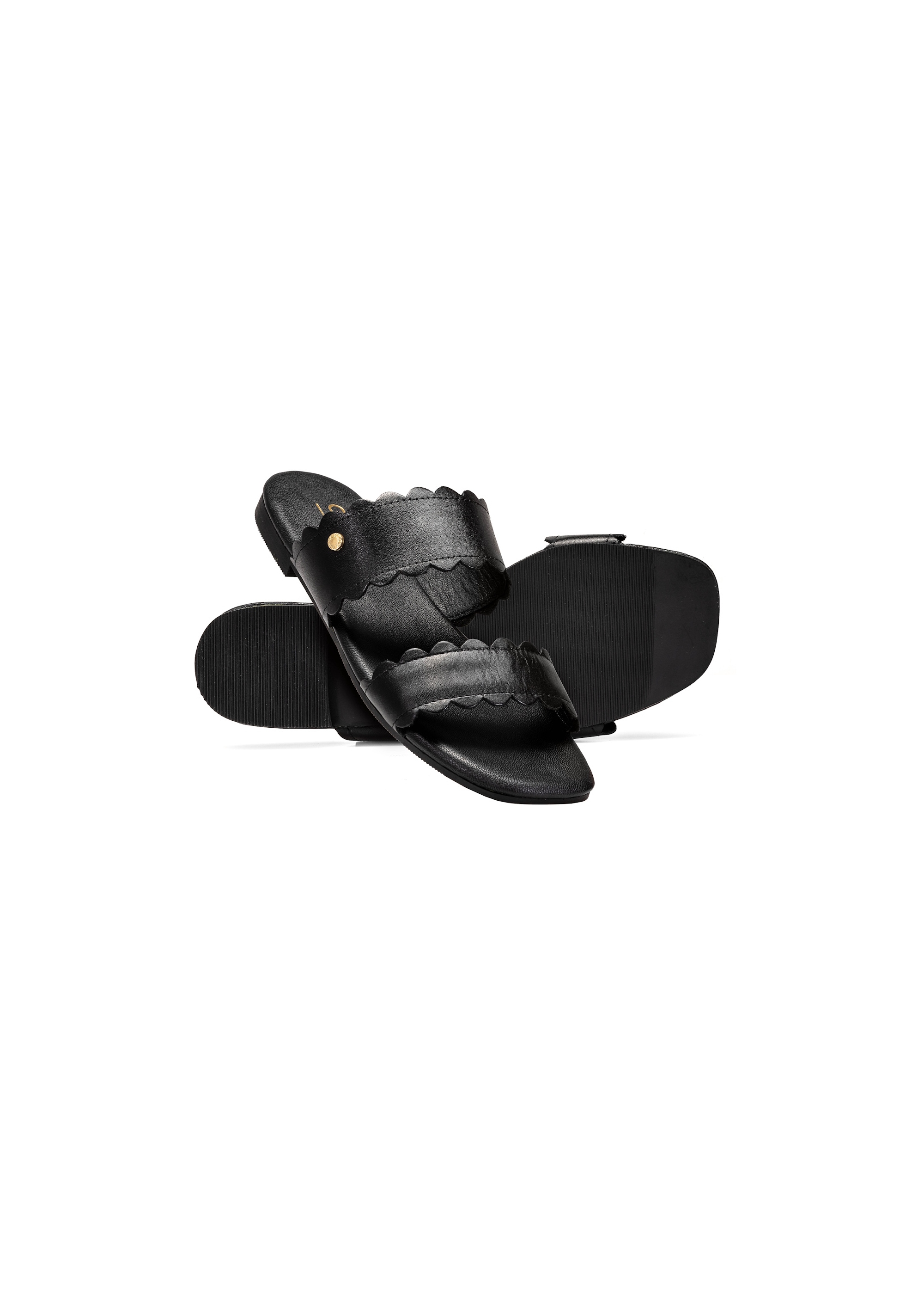 Black leather women's flip-flops BUTYD-1150-99(W25)-05