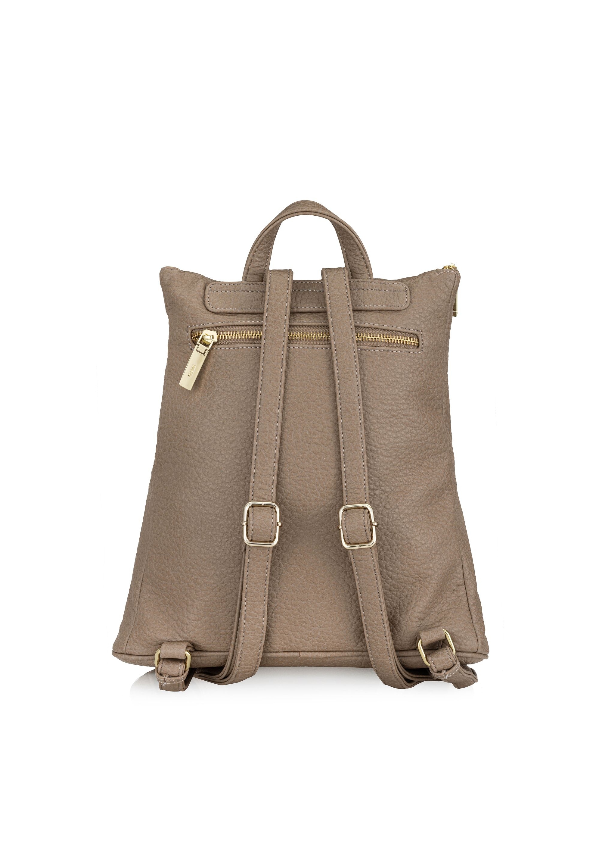 Beige women's backpack made of imitation leather TOREC-0846A-81(Z24)-04