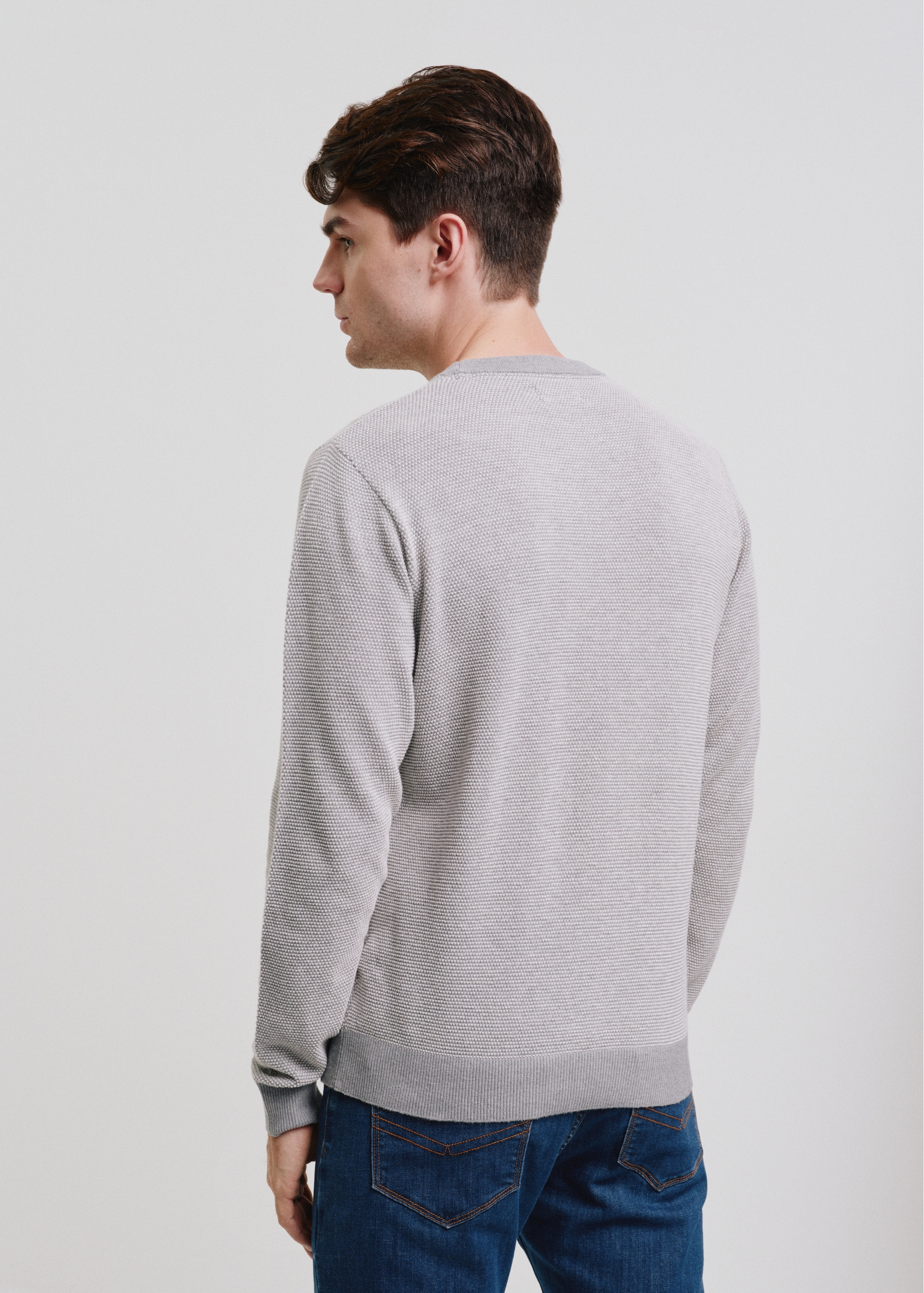 Grey cotton men's sweater SWEMT-0142-91(W24)-03