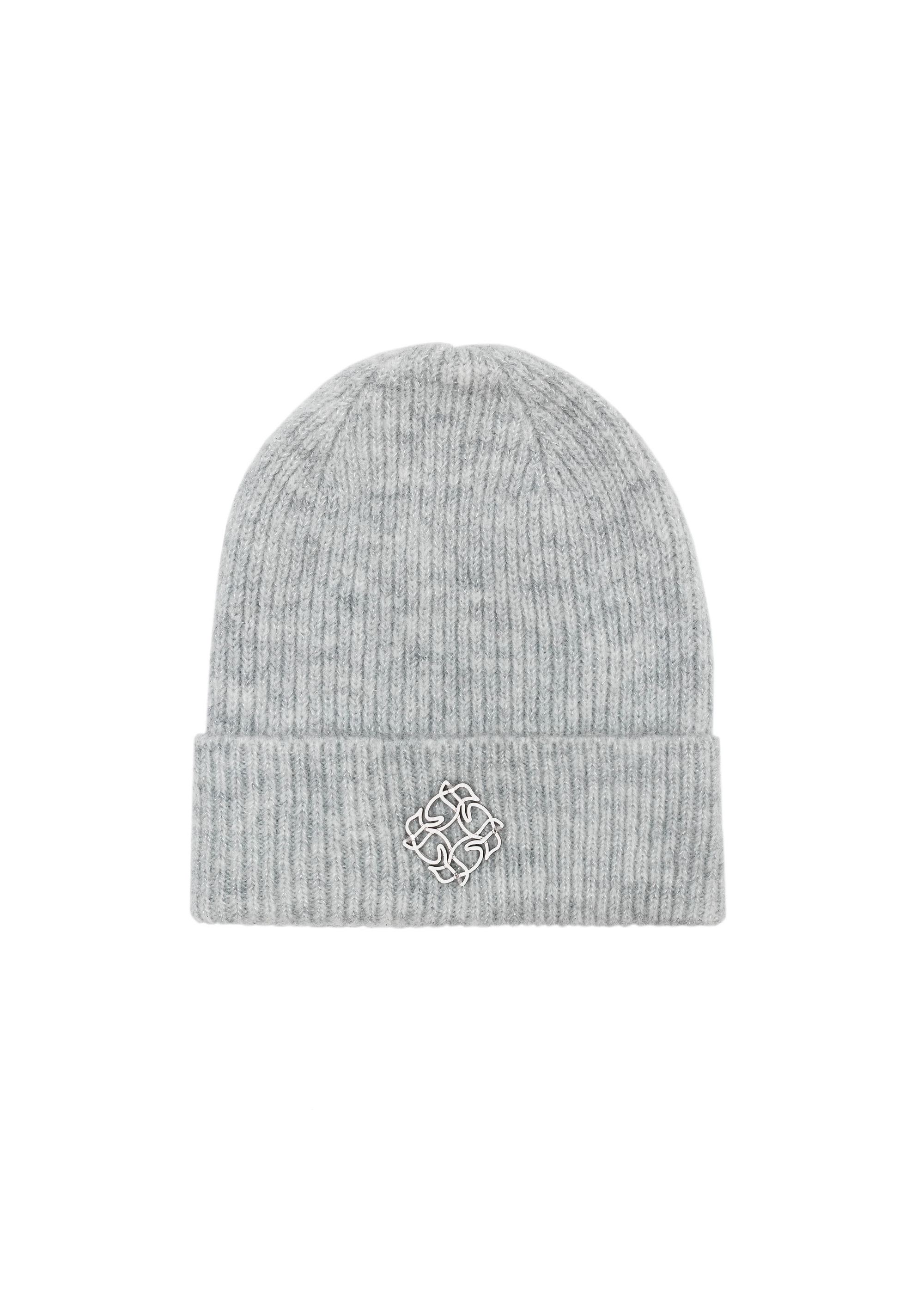 Light gray women's winter hat CZADT-0198-91(Z24)-01