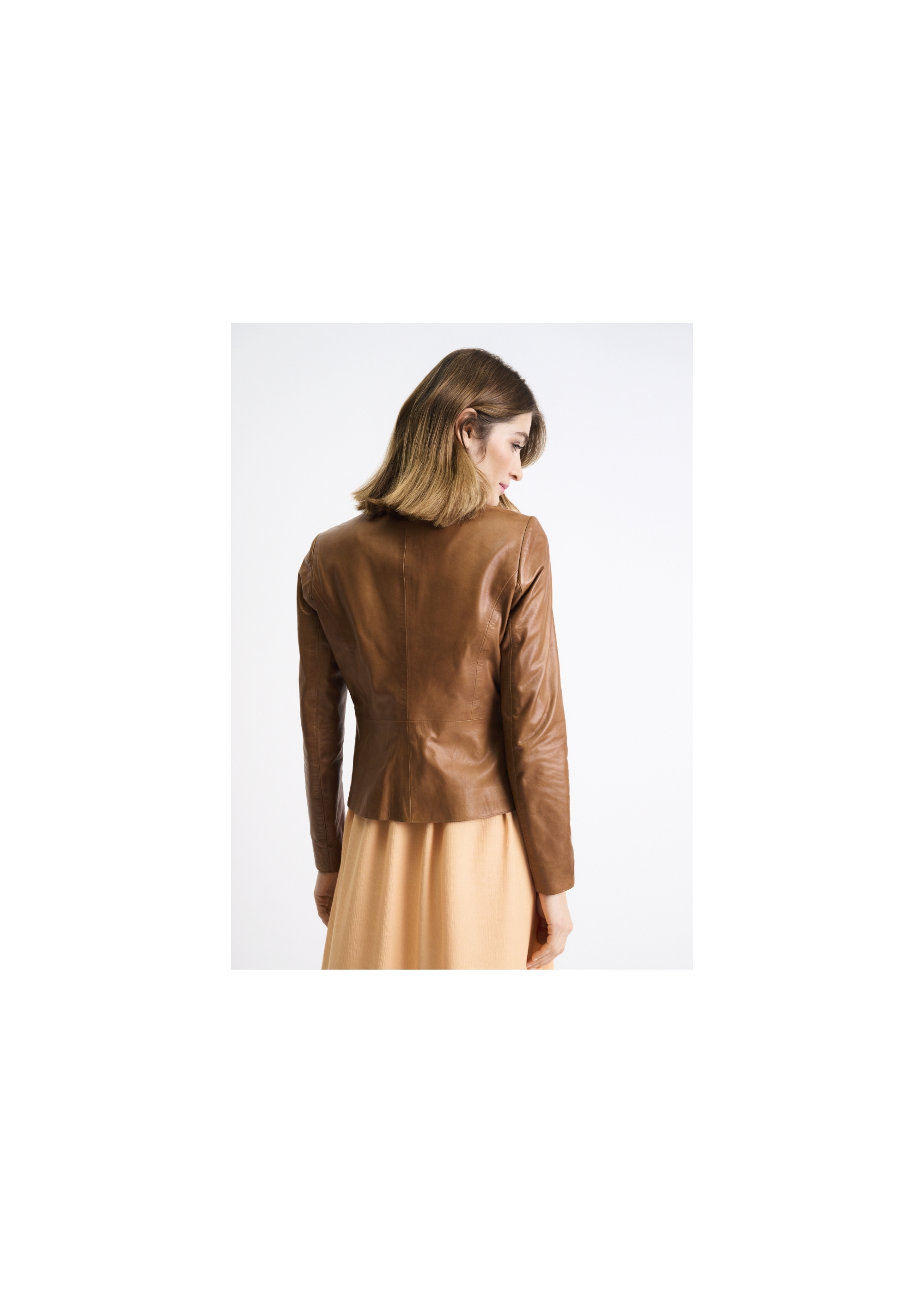 Women's cognac leather jacket KURDS-0232-1228(Z23)-05